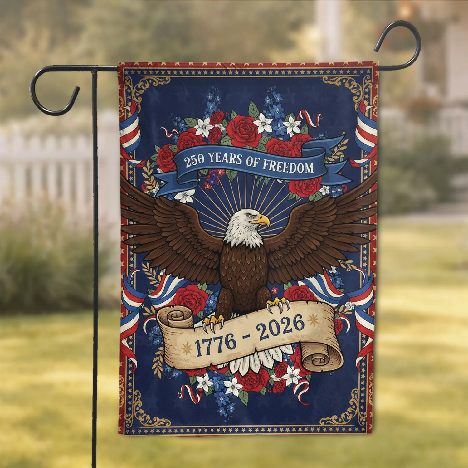 Bald Eagle 250 Years of Freedom 1776-2026 - USA 250th Anniversary Garden Flag - 1