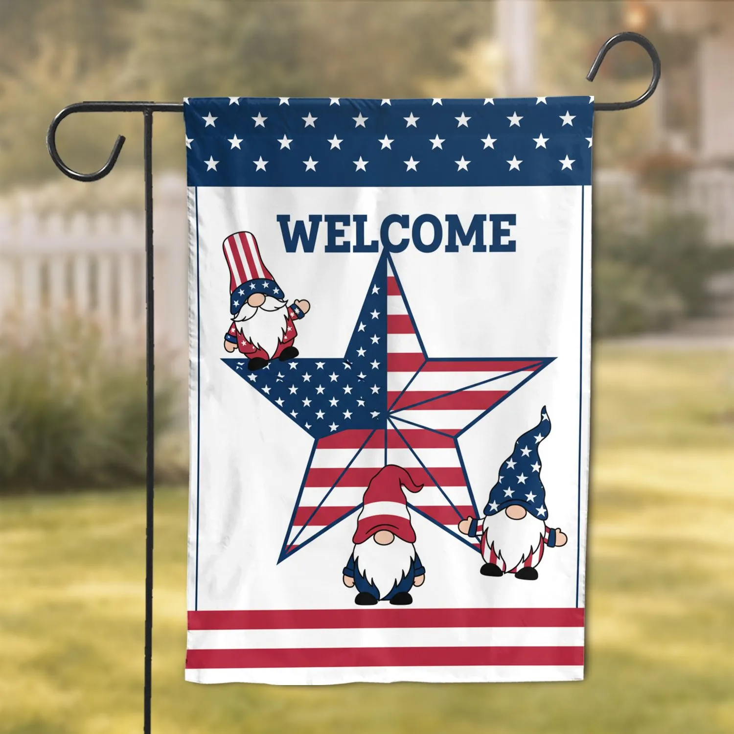 Gnomes Patriotic American Flag Star - America 250th Anniversary Home Decor Garden Flag - 1