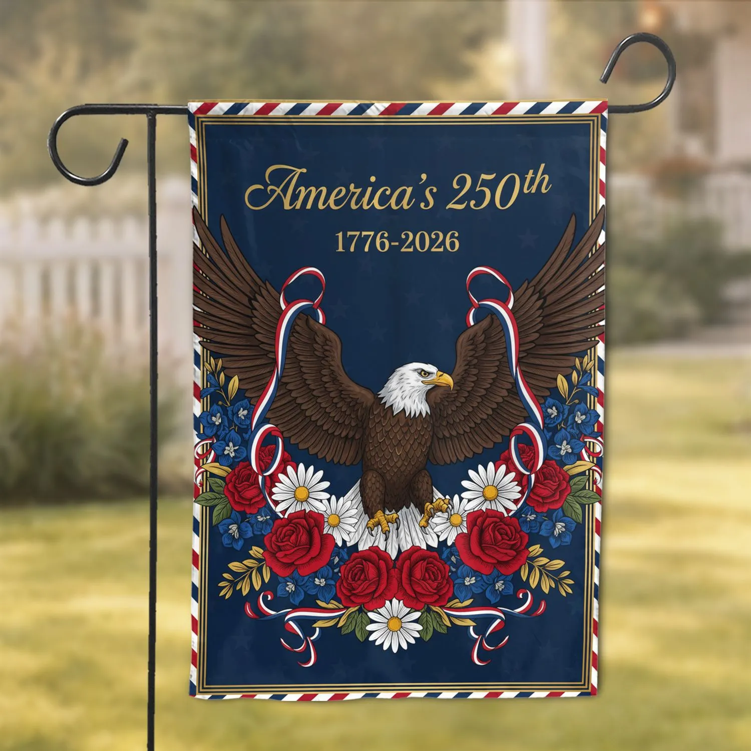 Bald Eagle America's 250th Anniversary - Independence Day Patriotic Decor Garden Flag - 1