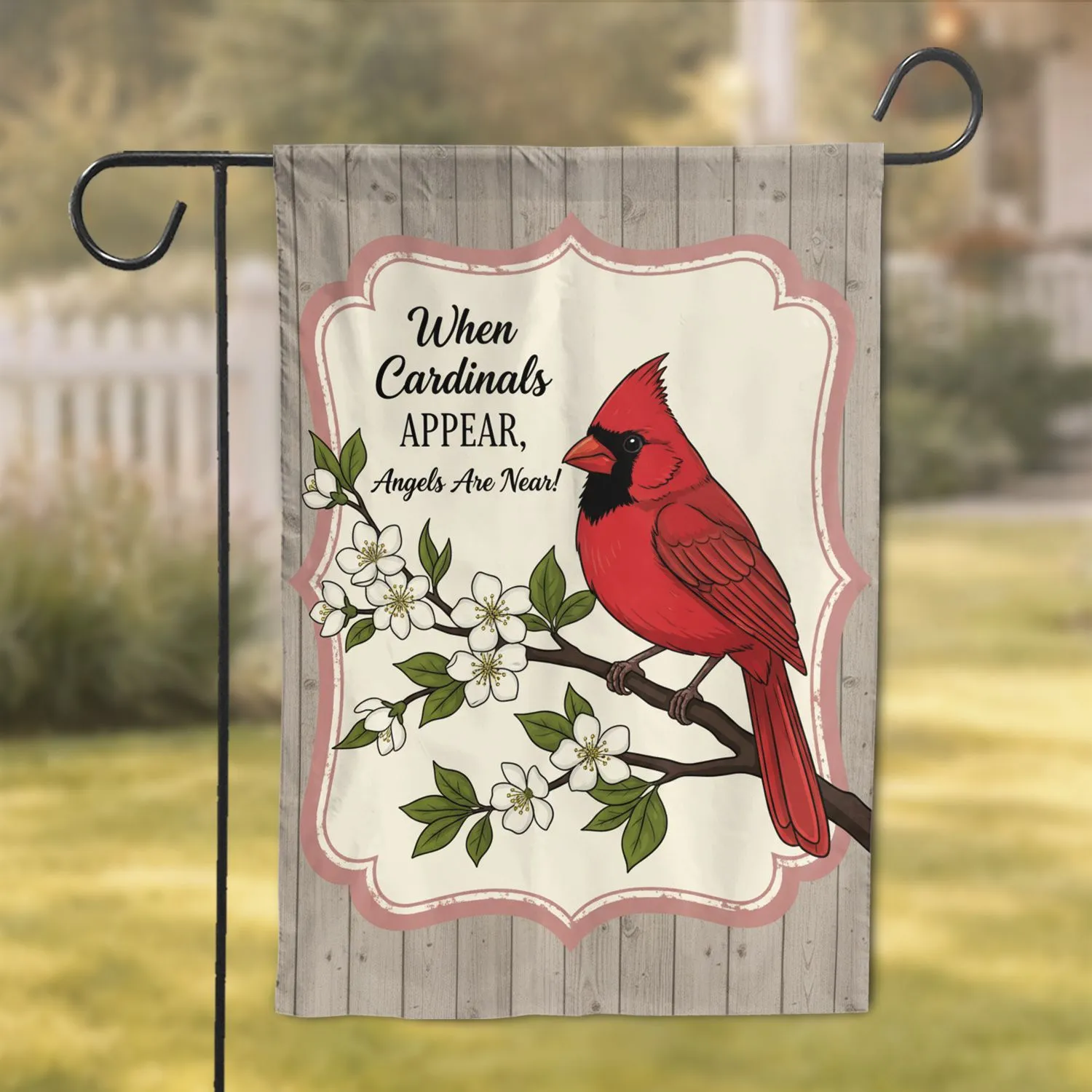 Northern Cardinal 'When Cardinals APPERE, Angel & Near!' - Home Decor Bird Lover Gift Garden Flag - 1
