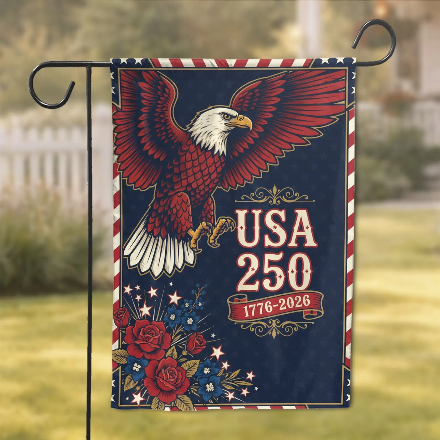 Bald Eagle USA 250 - 250th Anniversary Independence Day Gift for Veterans Garden Flag - 1