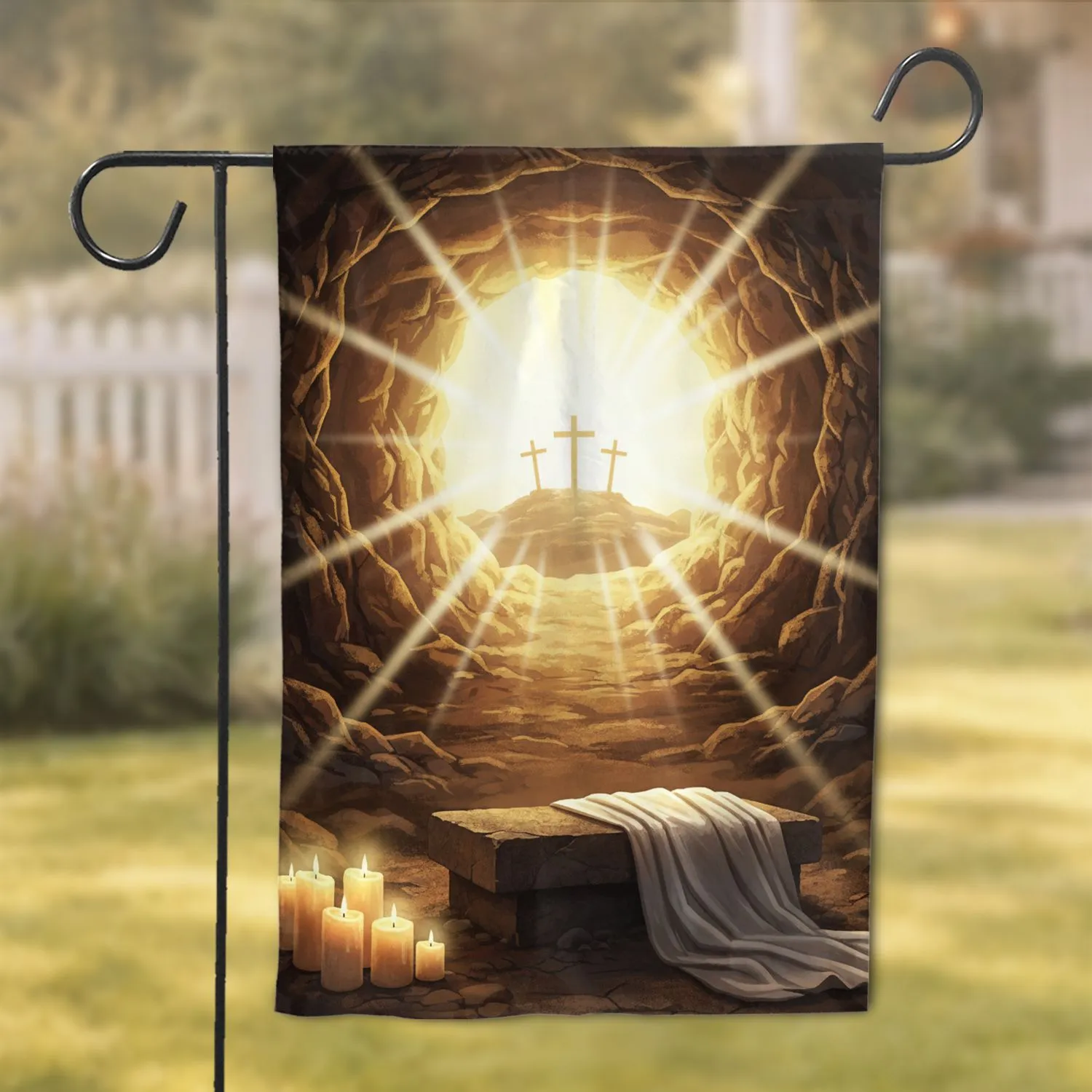 Empty Tomb Radiance Crosses - Christian Easter Home Decor Gift for Believers Garden Flag - 1