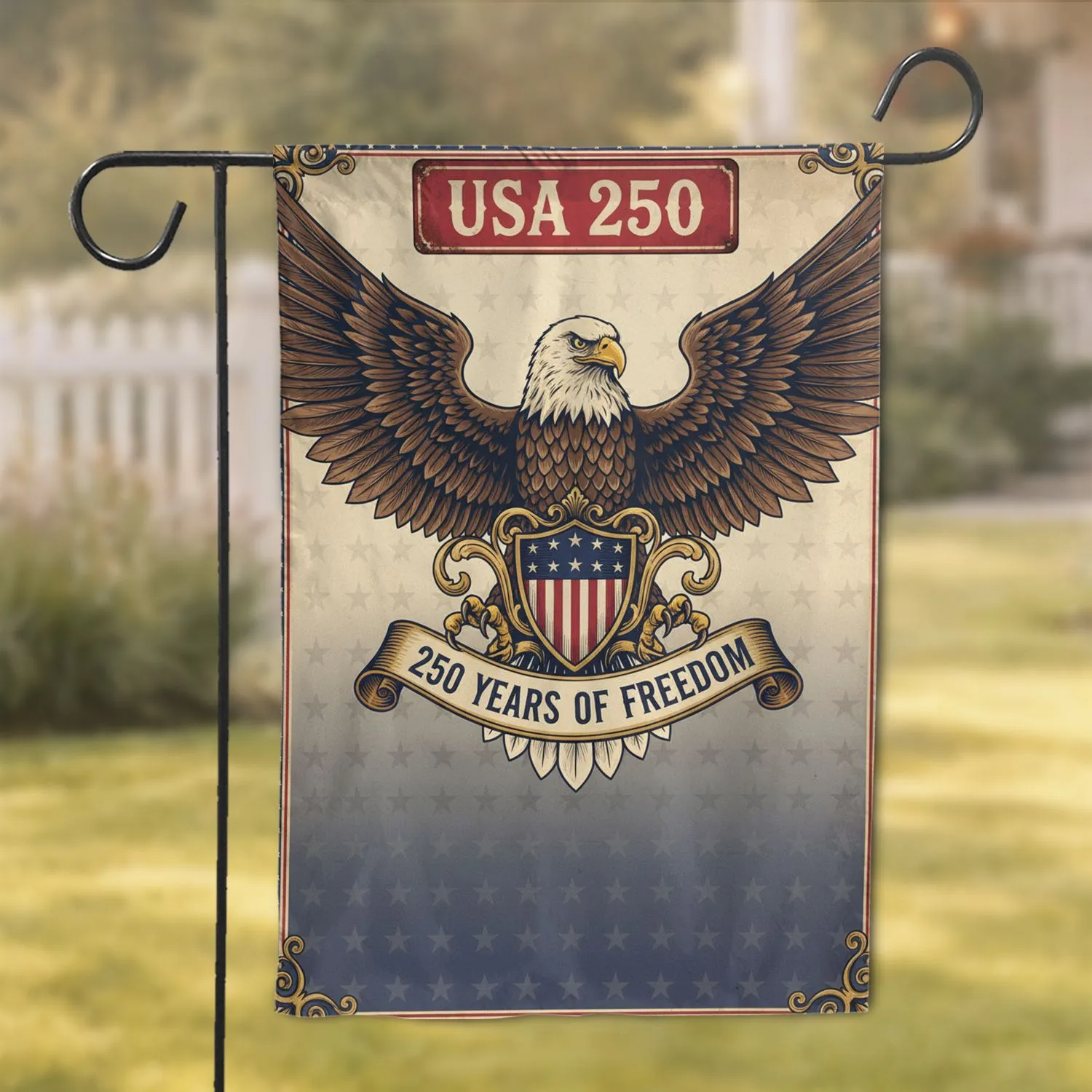 Bald Eagle American Flag 250th Anniversary Independence Day Garden Flag - 1