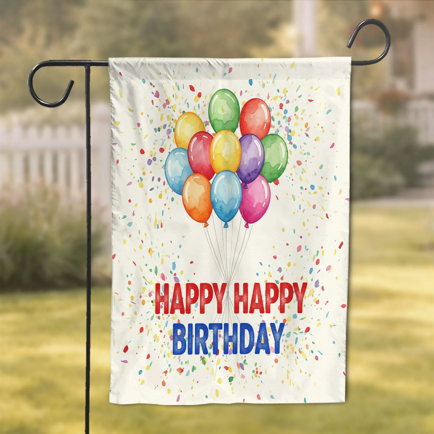 Happy Birthday Balloons Confetti - Birthday Party Celebration Gift Garden Flag - 1