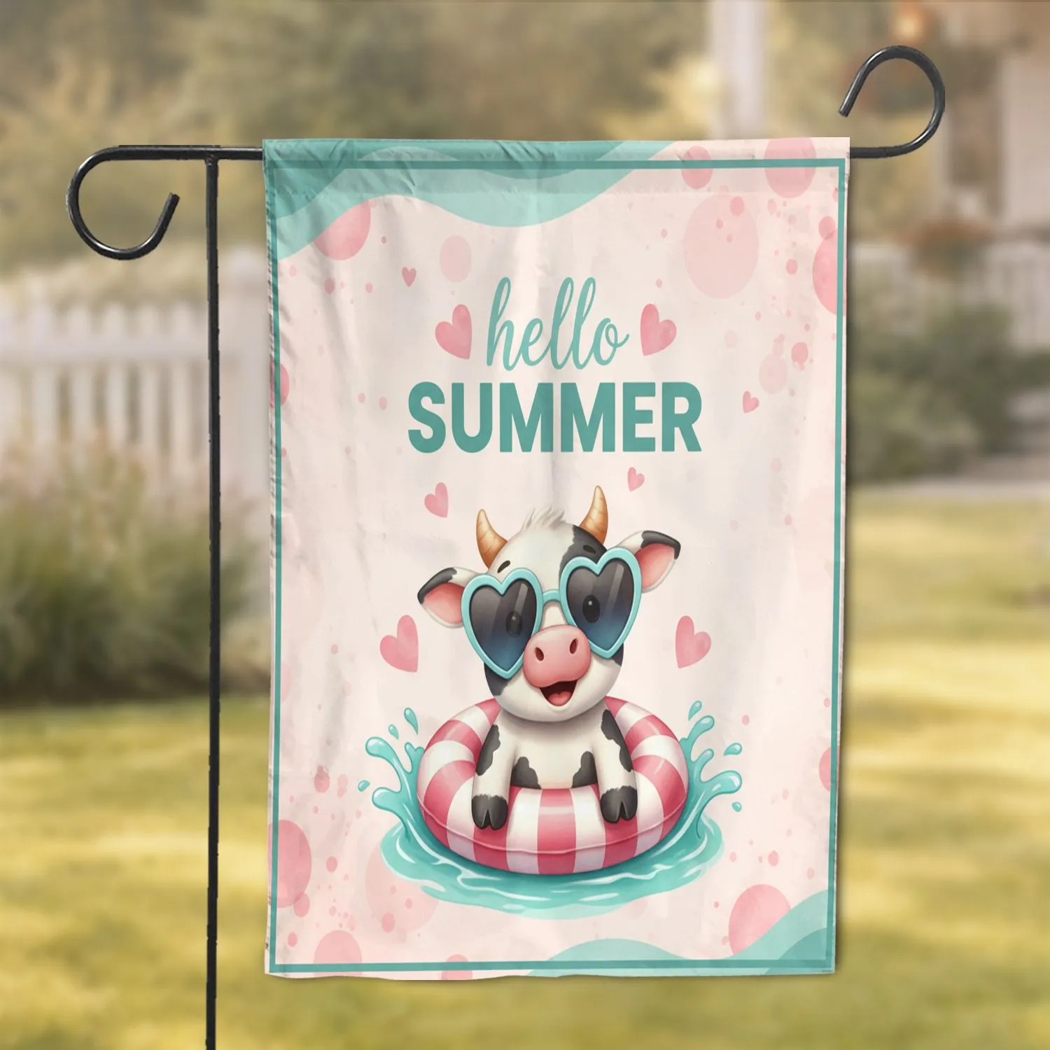 Baby Cow Heart Sunglasses Pool Ring Summer Home Decor Gift Garden Flag - 1