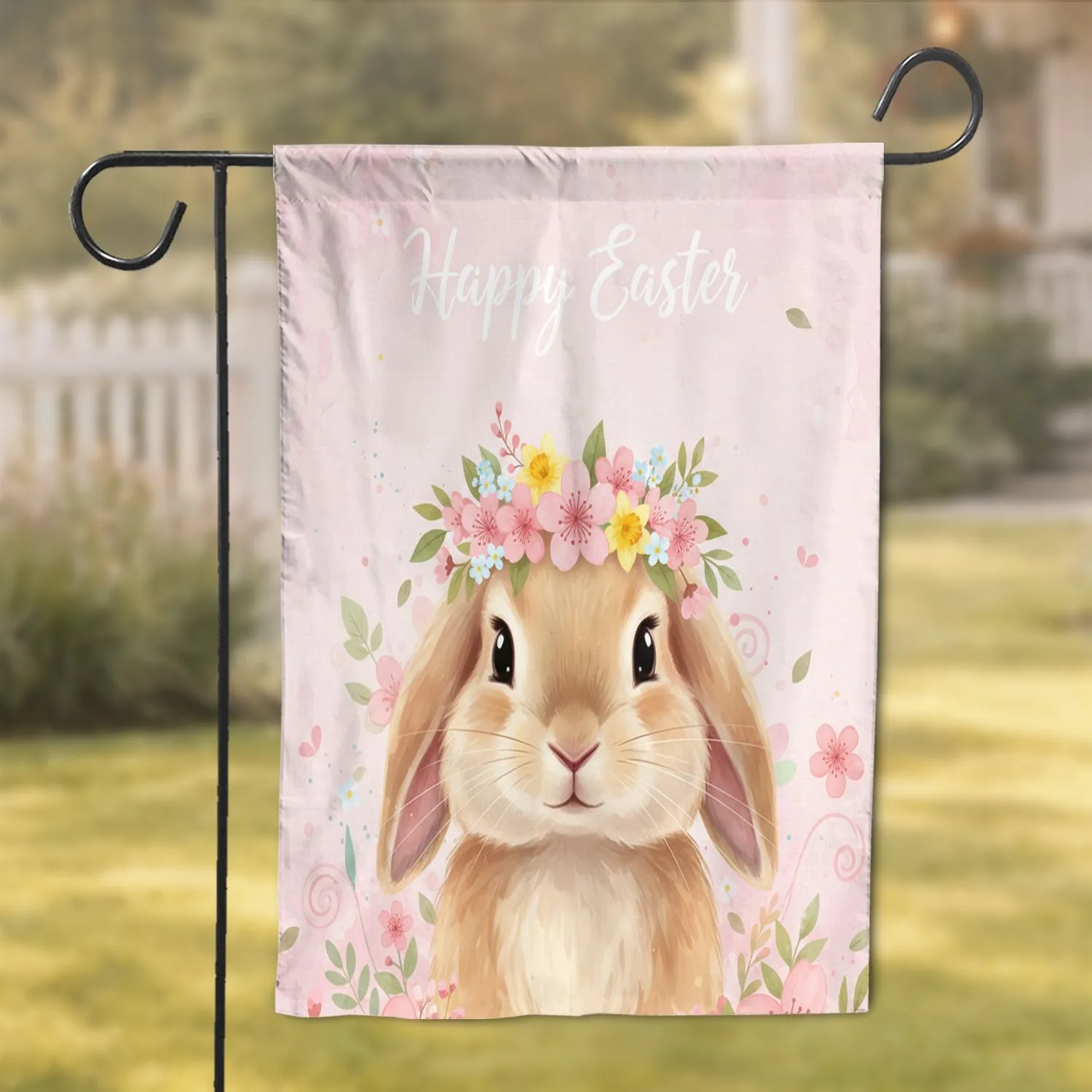Easter Bunny Spring Flowers - Happy Easter Home Decor Garden Flag - 1