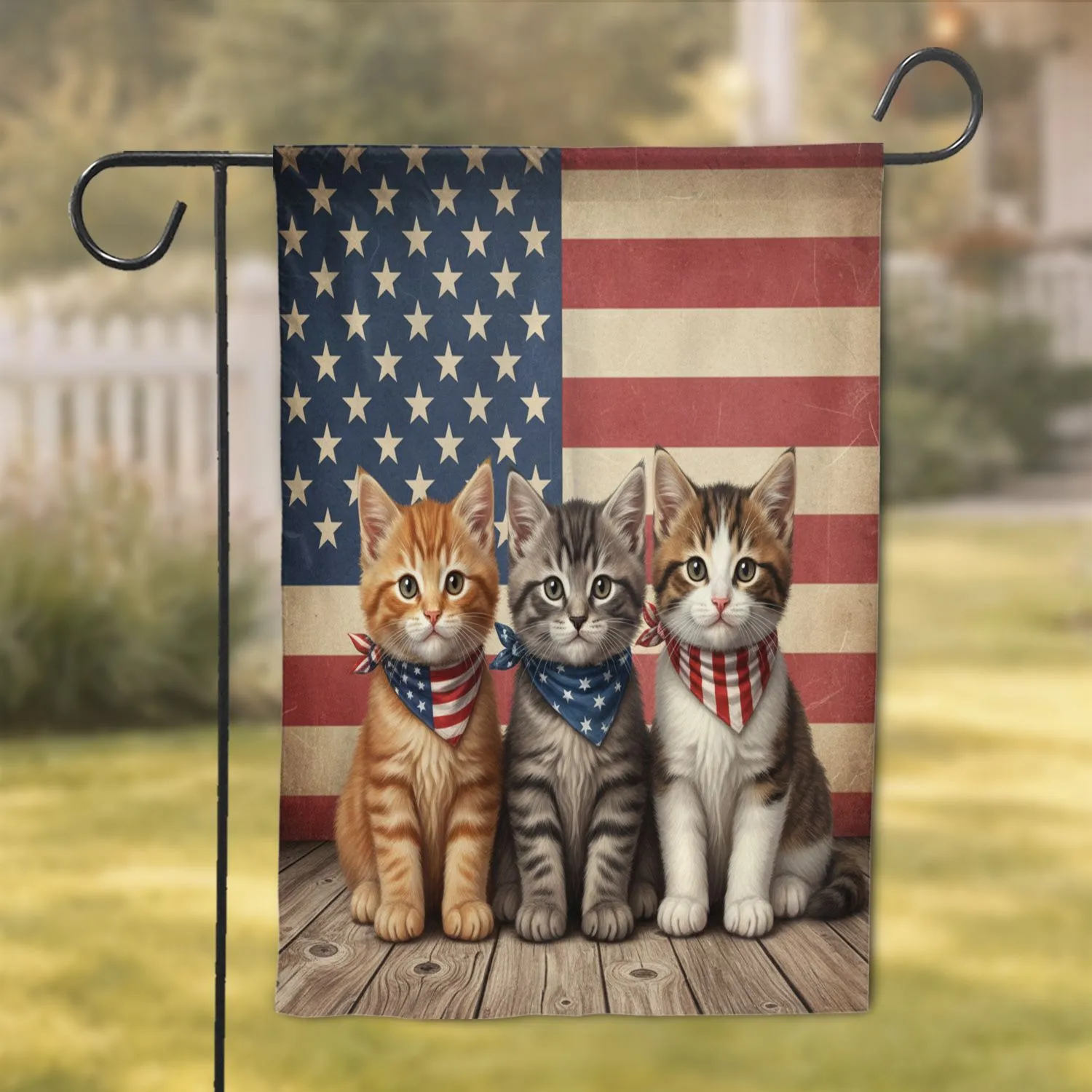 Tabby Kittens US Flag - Independence Day Home Decor Cat Lover Gift Garden Flag - 1