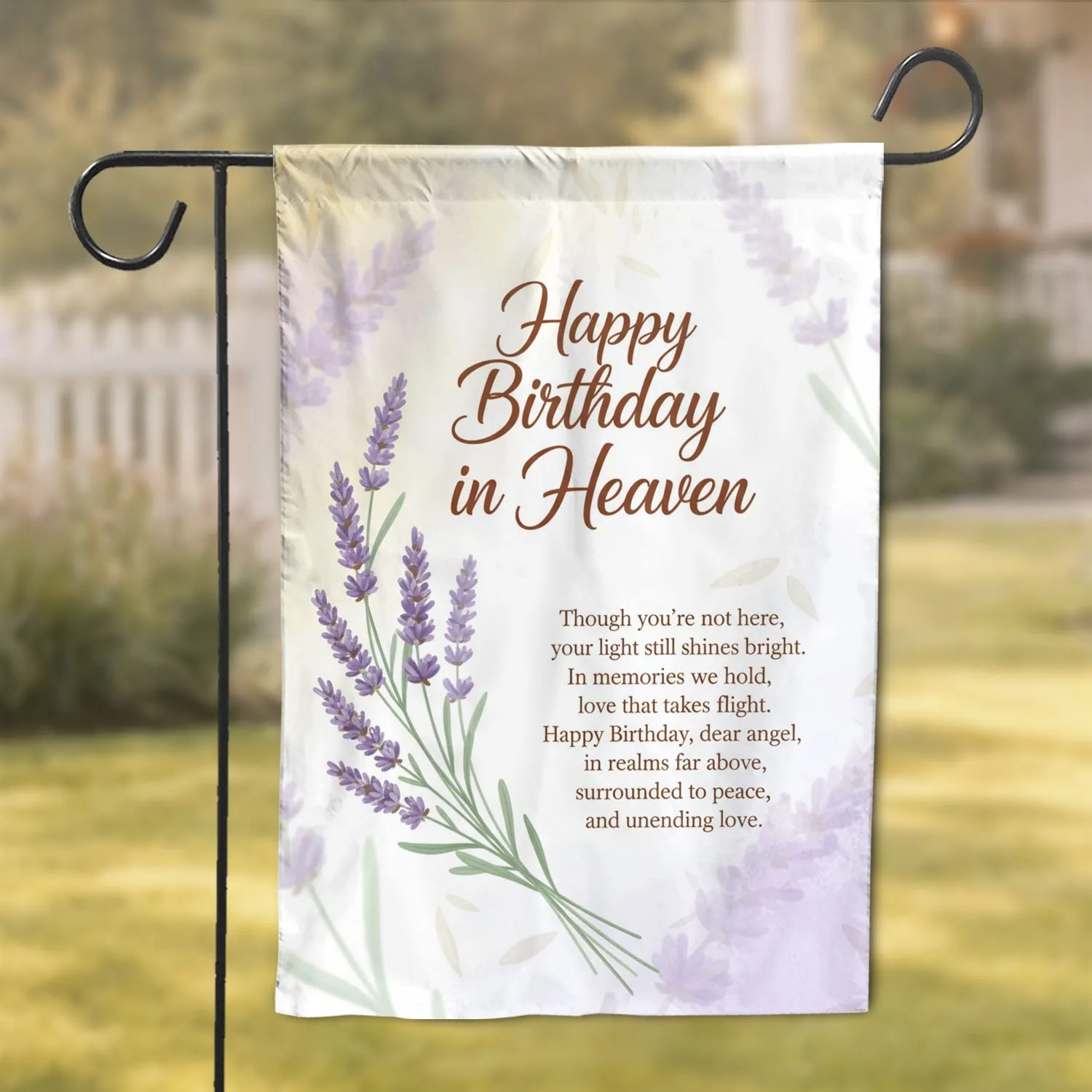 Happy Birthday In Heaven Lavender Poem - Remembrance Gift For Loved One Garden Flag - 1