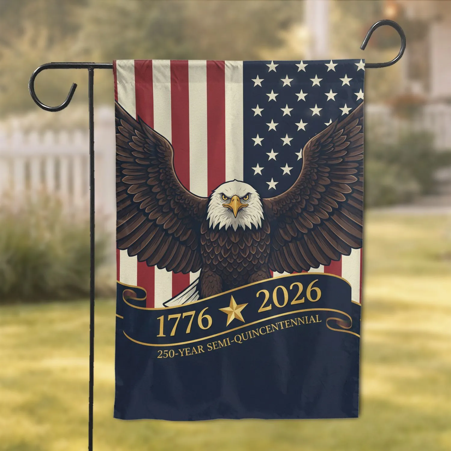 Bald Eagle American Flag 1776-2026 - USA 250th Anniversary for Veterans Garden Flag - 1