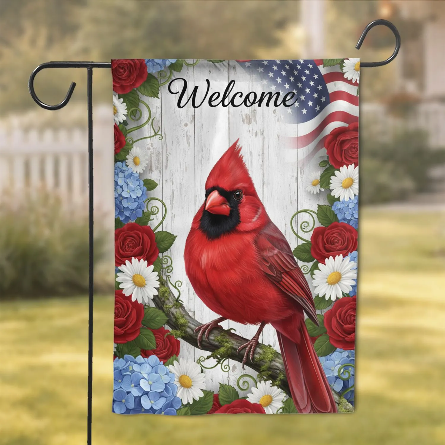 Northern Cardinal Welcome American Flag Home Decor Gift Garden Flag - 1