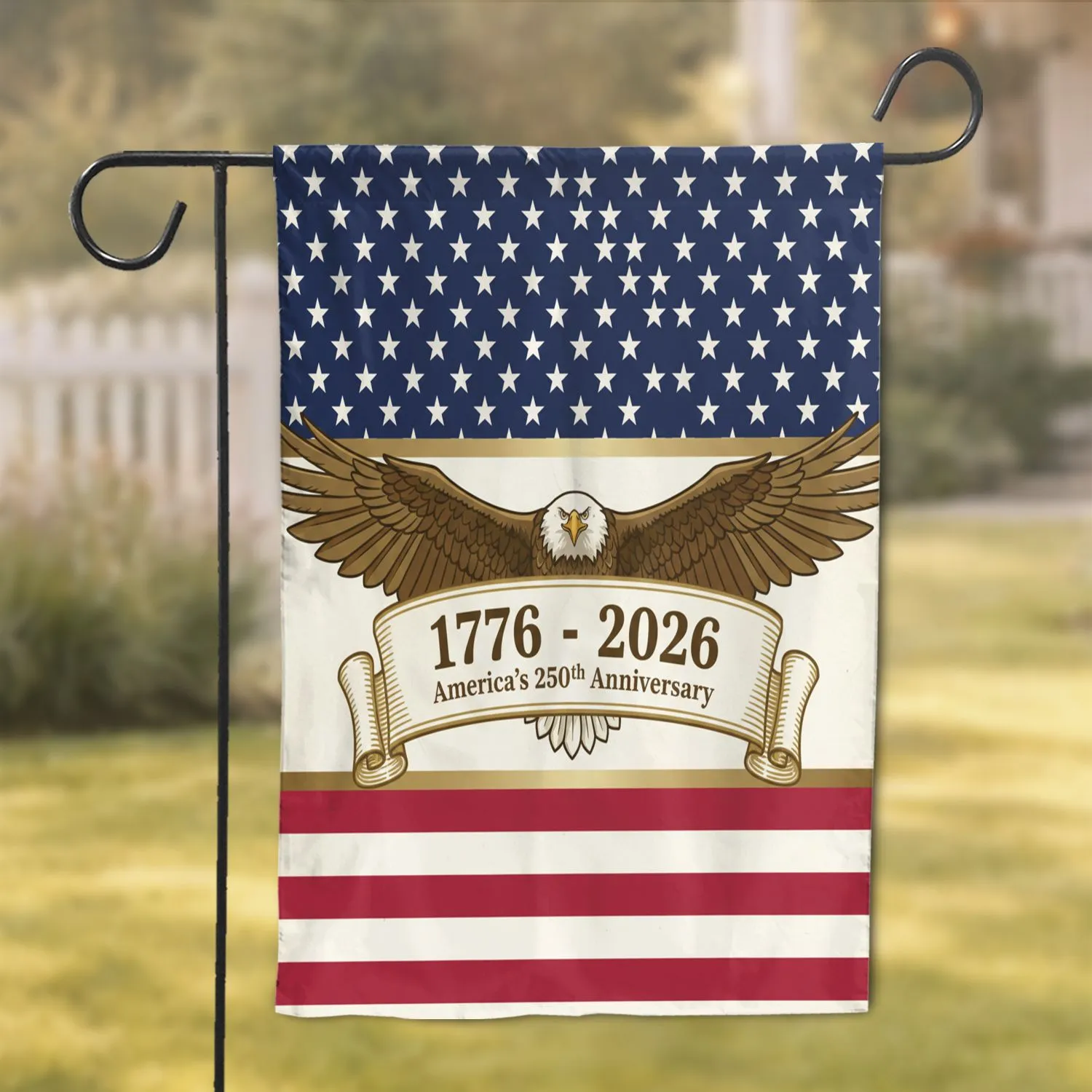 Bald Eagle American Flag 1776-2026 - USA 250th Anniversary Independence Day Gift for Dad Garden Flag - 1