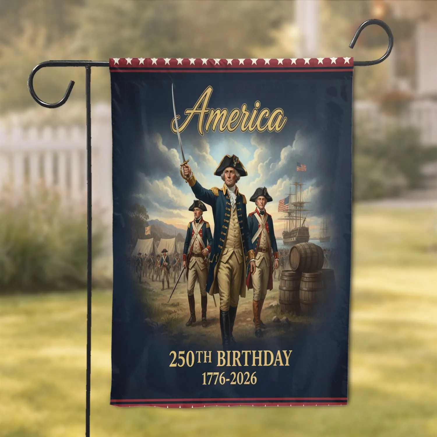 Revolutionary General American Flag America 250th Birthday 1776-2026 Garden Flag - 1
