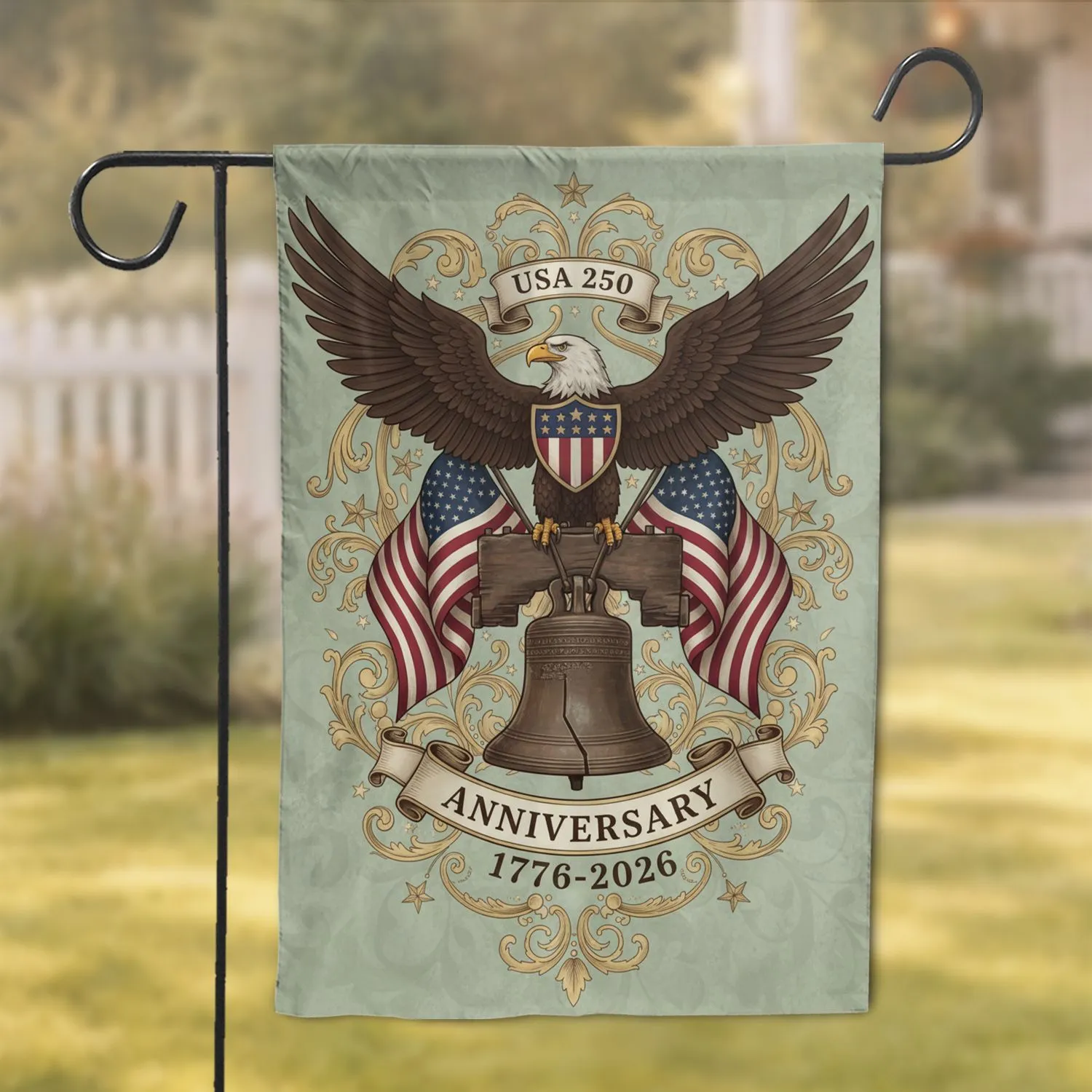 Bald Eagle American Flag Liberty Bell - USA 250th Anniversary Independence Day Home Decor Garden Flag - 1