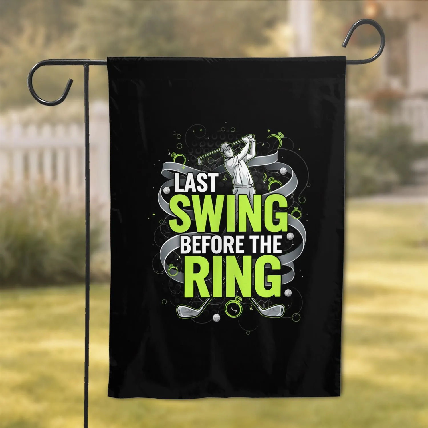 Last Swing Before The Ring Golfer - Groom Bachelor Party Gift Garden Flag - 1