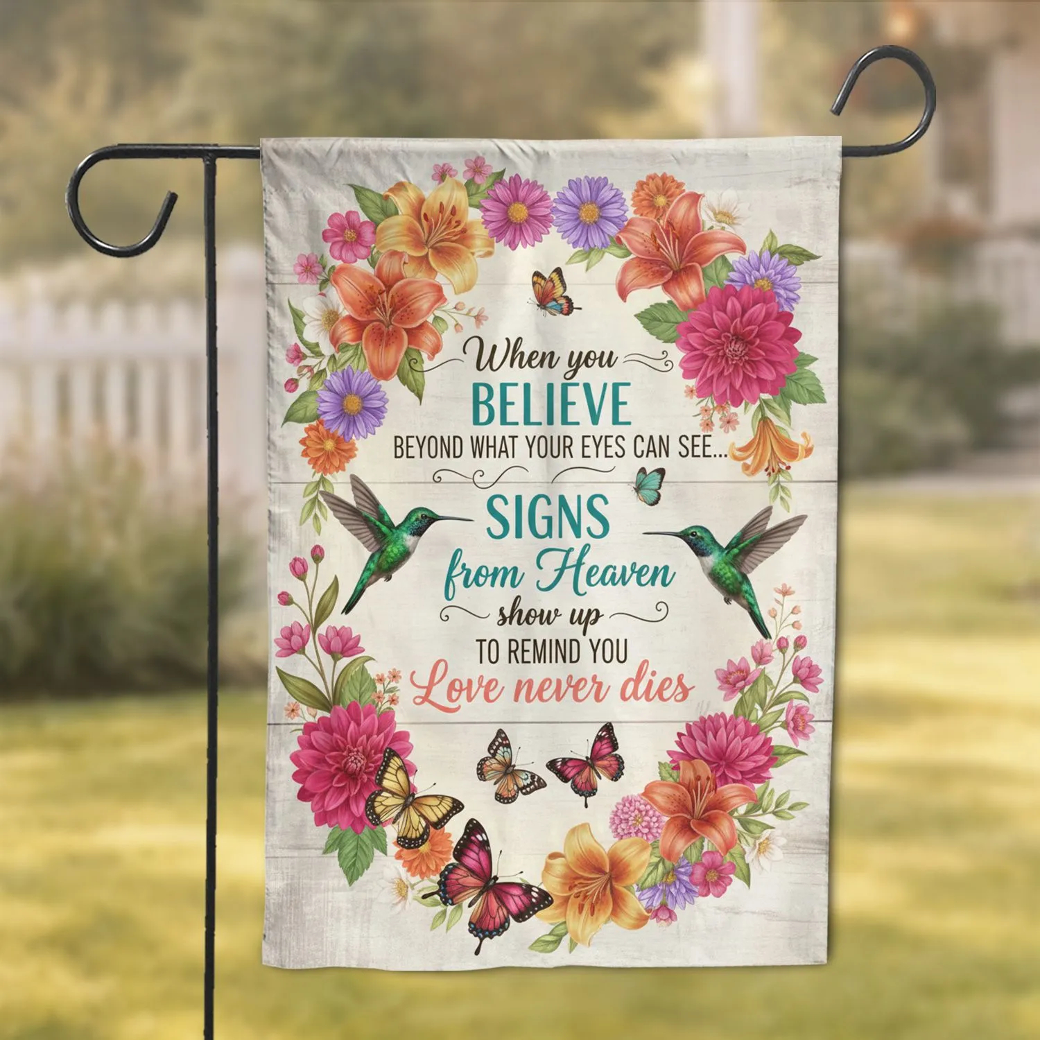 Inspirational Quote Hummingbirds Butterflies Floral - Home Decor Gift Garden Flag - 1