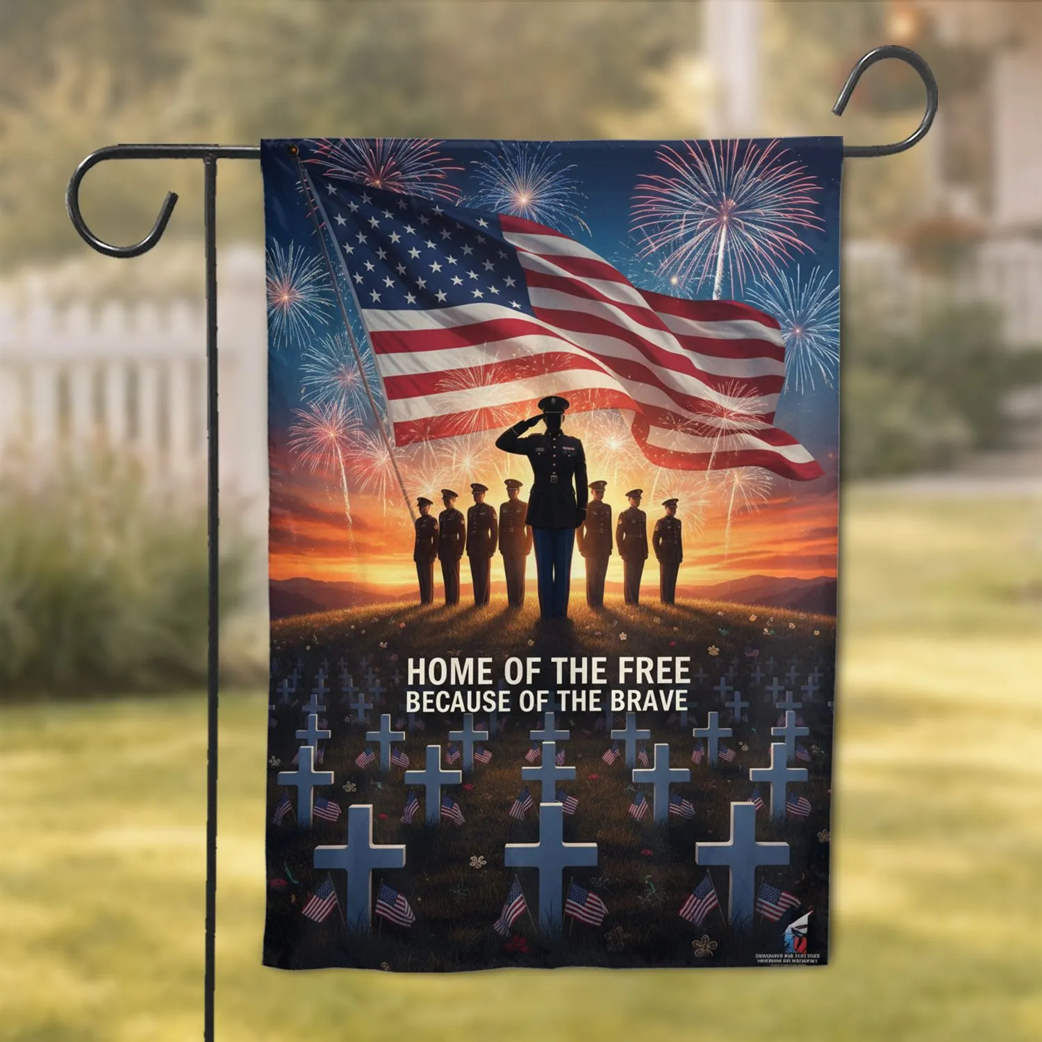 Soldier Saluting American Flag Grave Markers - Patriotic Home Decor Gift for Veterans Garden Flag - 1