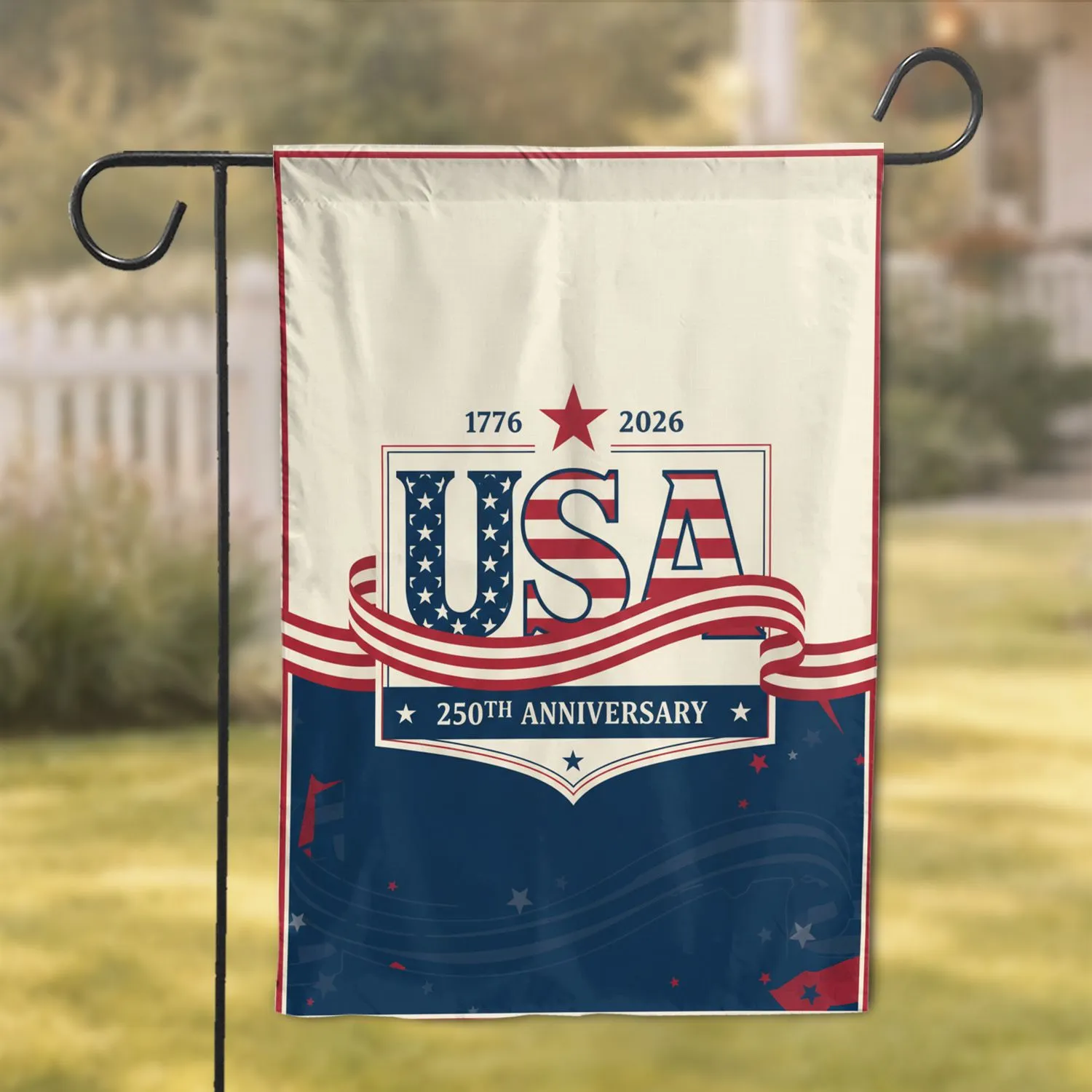 USA Stars Stripes 250th Anniversary 1776-2026 - Independence Day Gift for Veterans Garden Flag - 1
