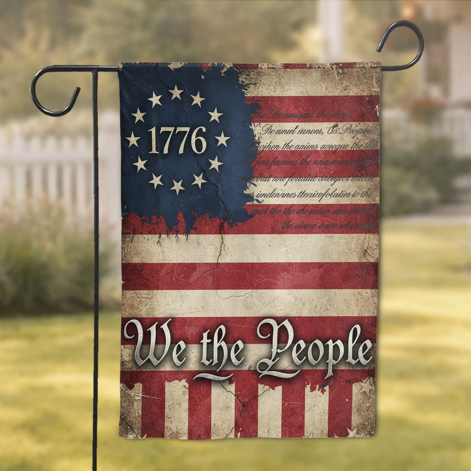 Distressed American Flag 1776 We The People - Independence Day Home Decor Gift for Veterans Garden Flag - 1