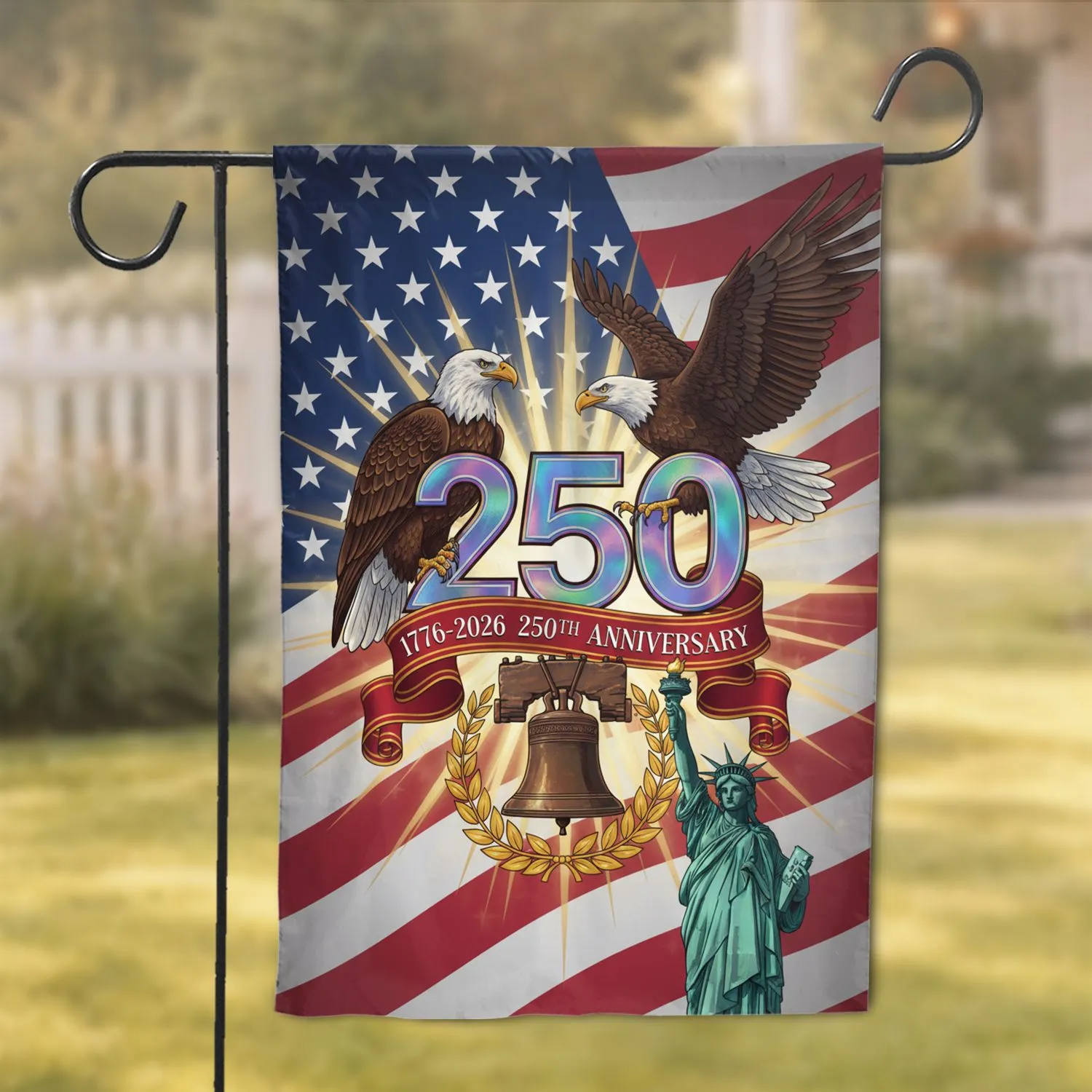 USA 250th Anniversary Bald Eagle American Flag 1776-2026 - Independence Day Gift Garden Flag - 1