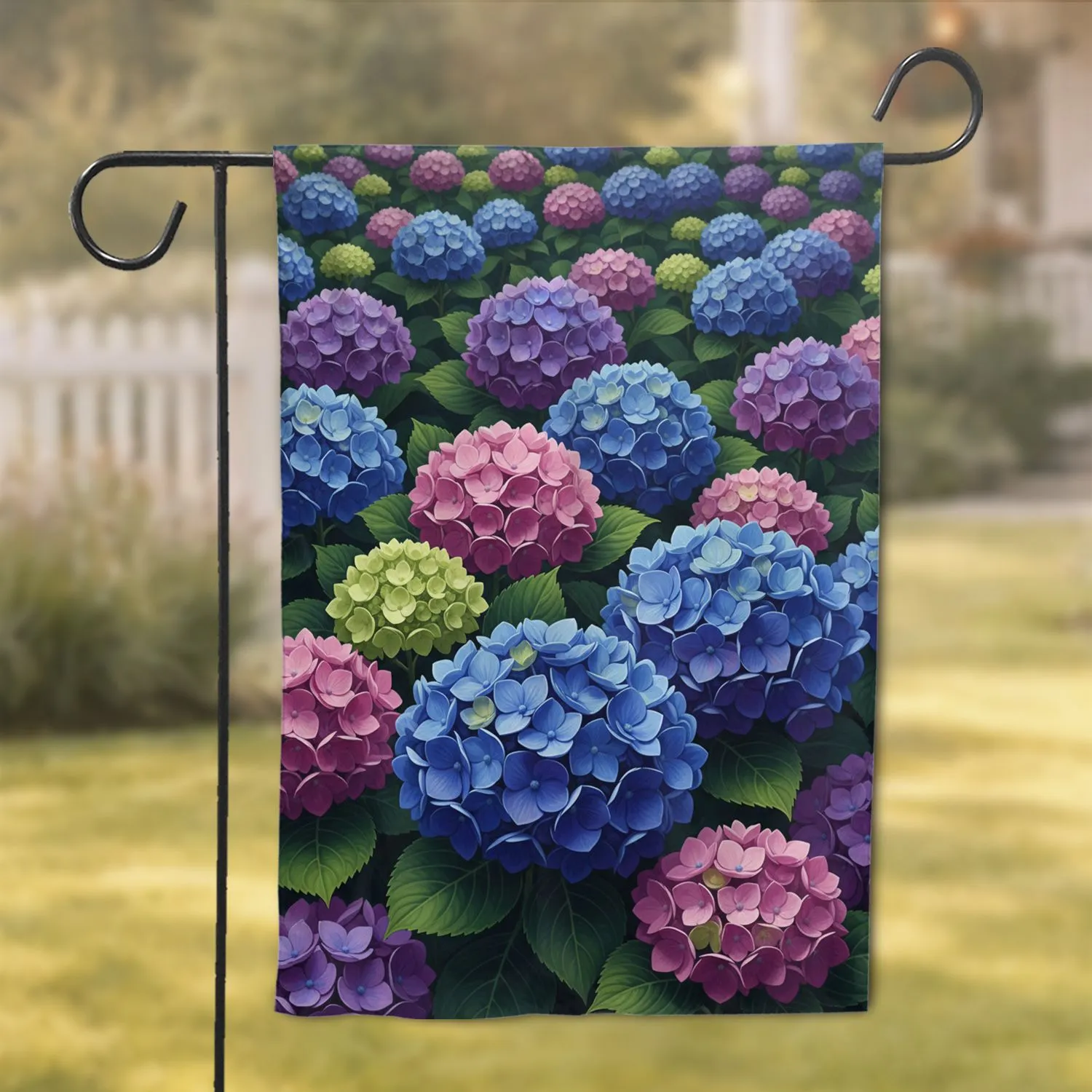 Hydrangea Flowers Green Foliage Full Canvas Tapestry - Home Decor Gift Garden Flag - 1
