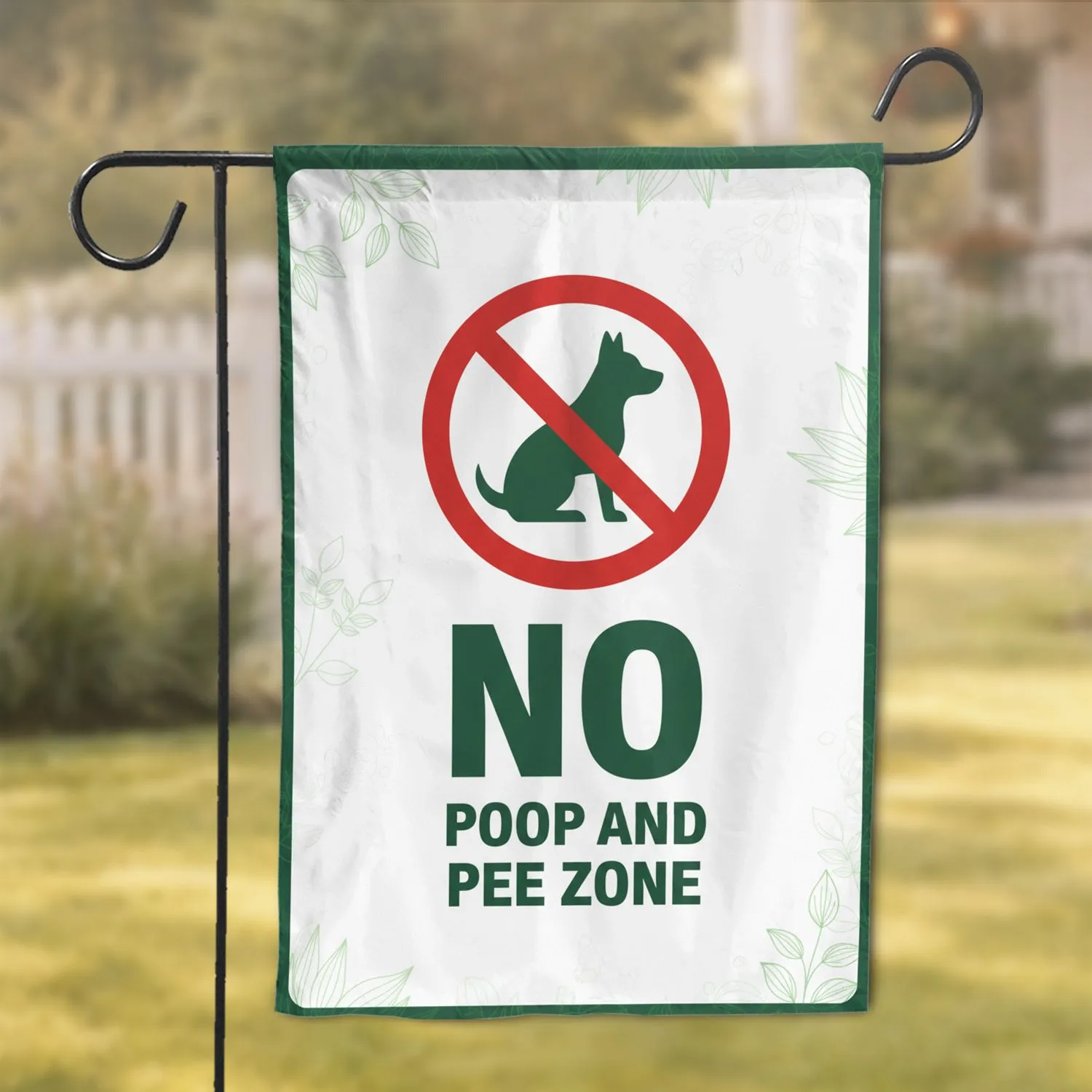 Red Prohibition Dog No Poop Pee Sign Outdoor Safety for Homeowners Garden Flag - 1