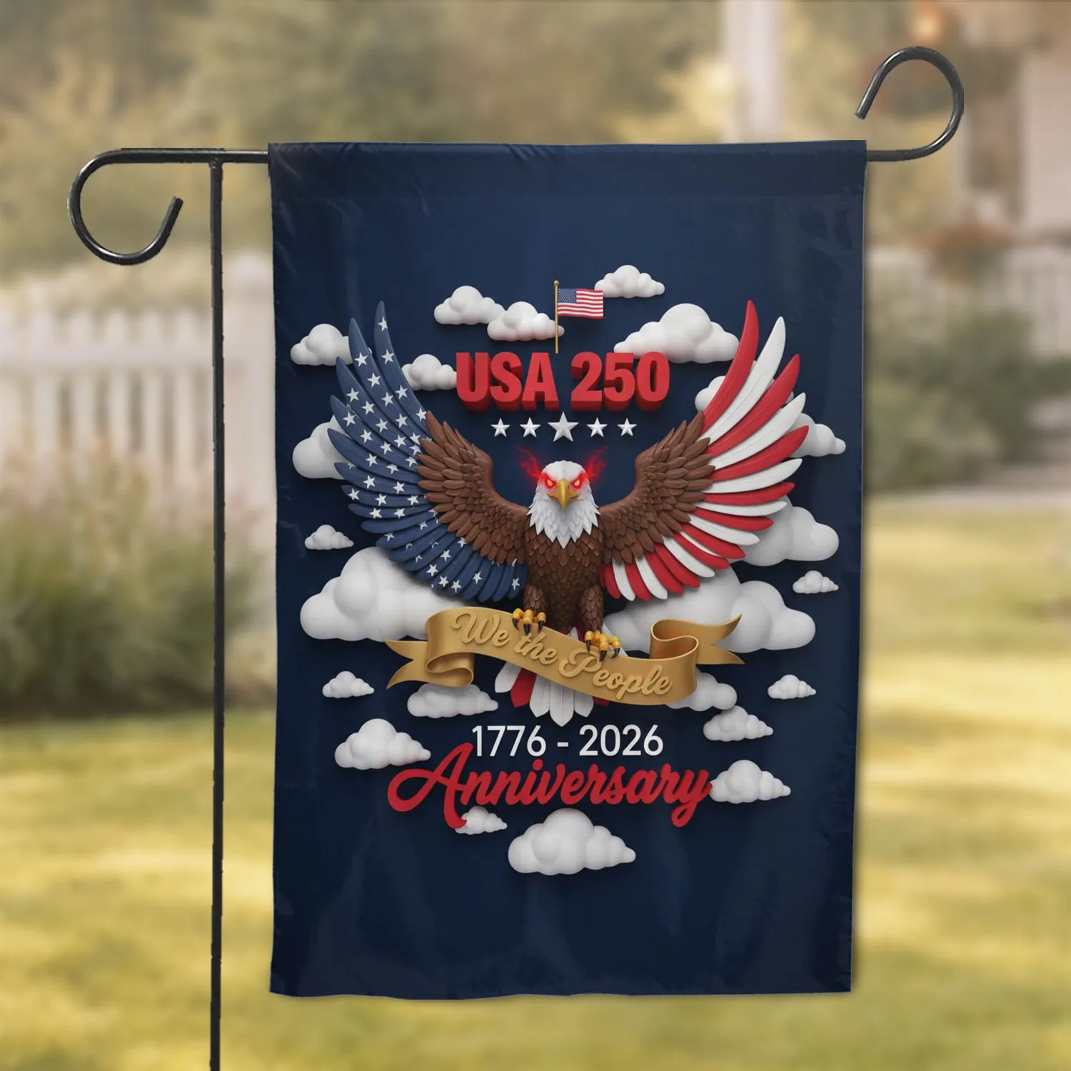 Bald Eagle American Flag 1776-2026 We the People USA 250th Anniversary for Fathers Garden Flag - 1