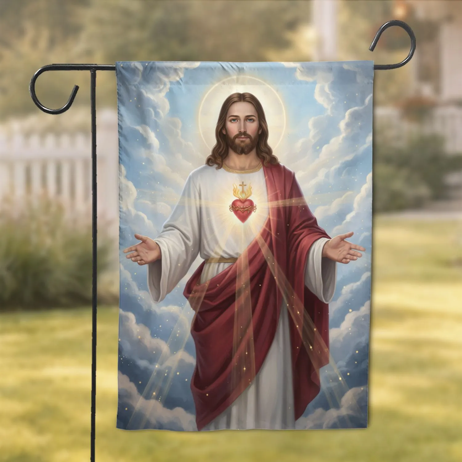 Jesus Christ Sacred Heart Divine Radiance - Reverent Spiritual Home Decor Gift Garden Flag - 1