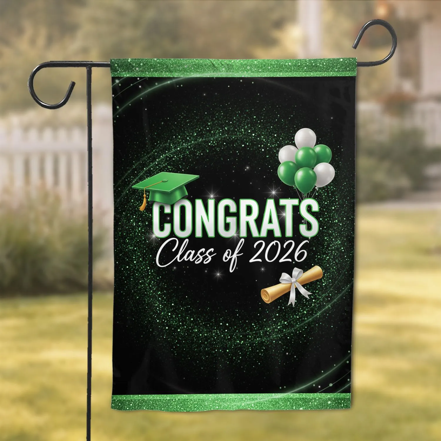 Congrats Class of 2026 Graduation Cap Diploma - Student Celebration Gift Garden Flag - 1
