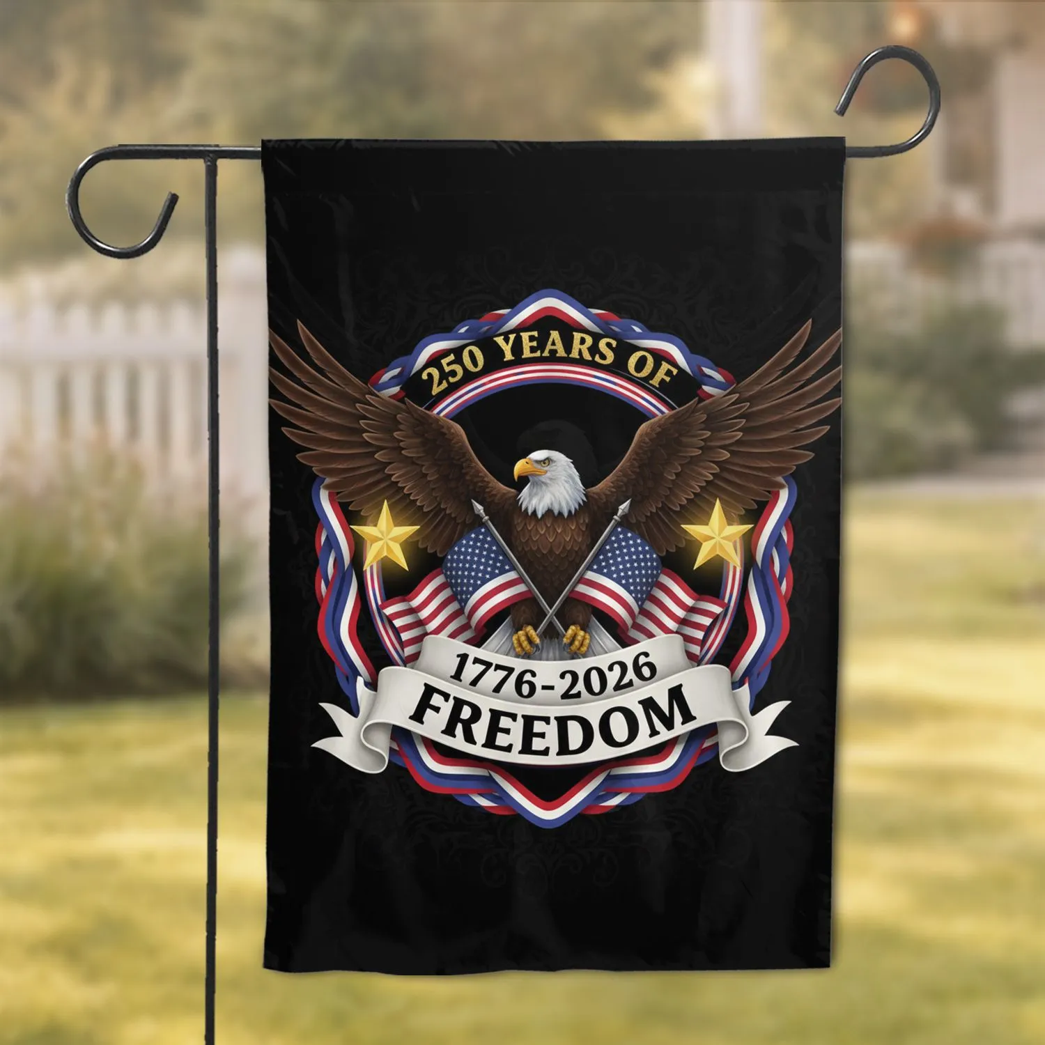 Bald Eagle American Flag USA 250 Years of Freedom Independence Day For Veterans Garden Flag - 1