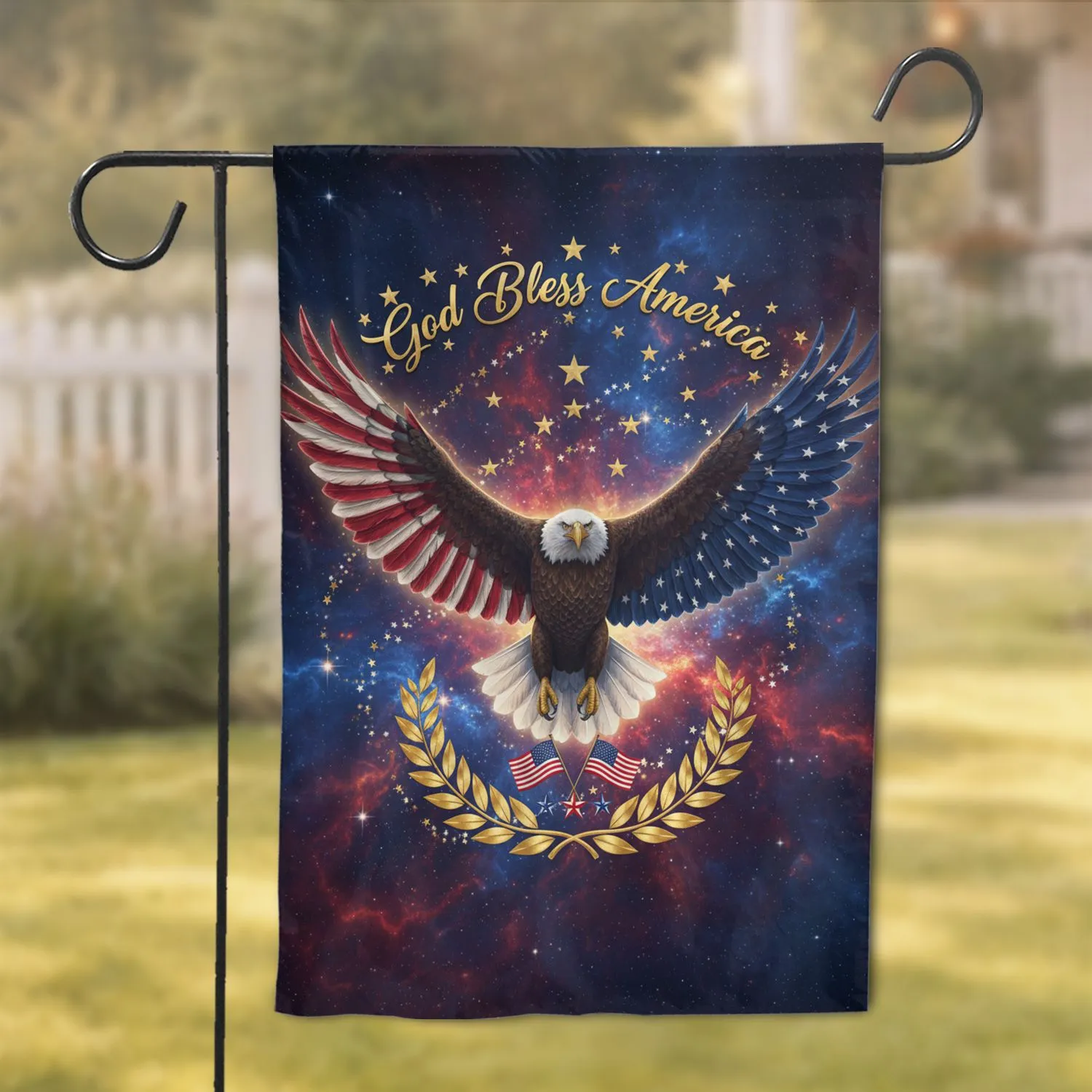 Bald Eagle American Flag Wings 'God Bless America' Independence Day Home Decor For Veterans Garden Flag - 1