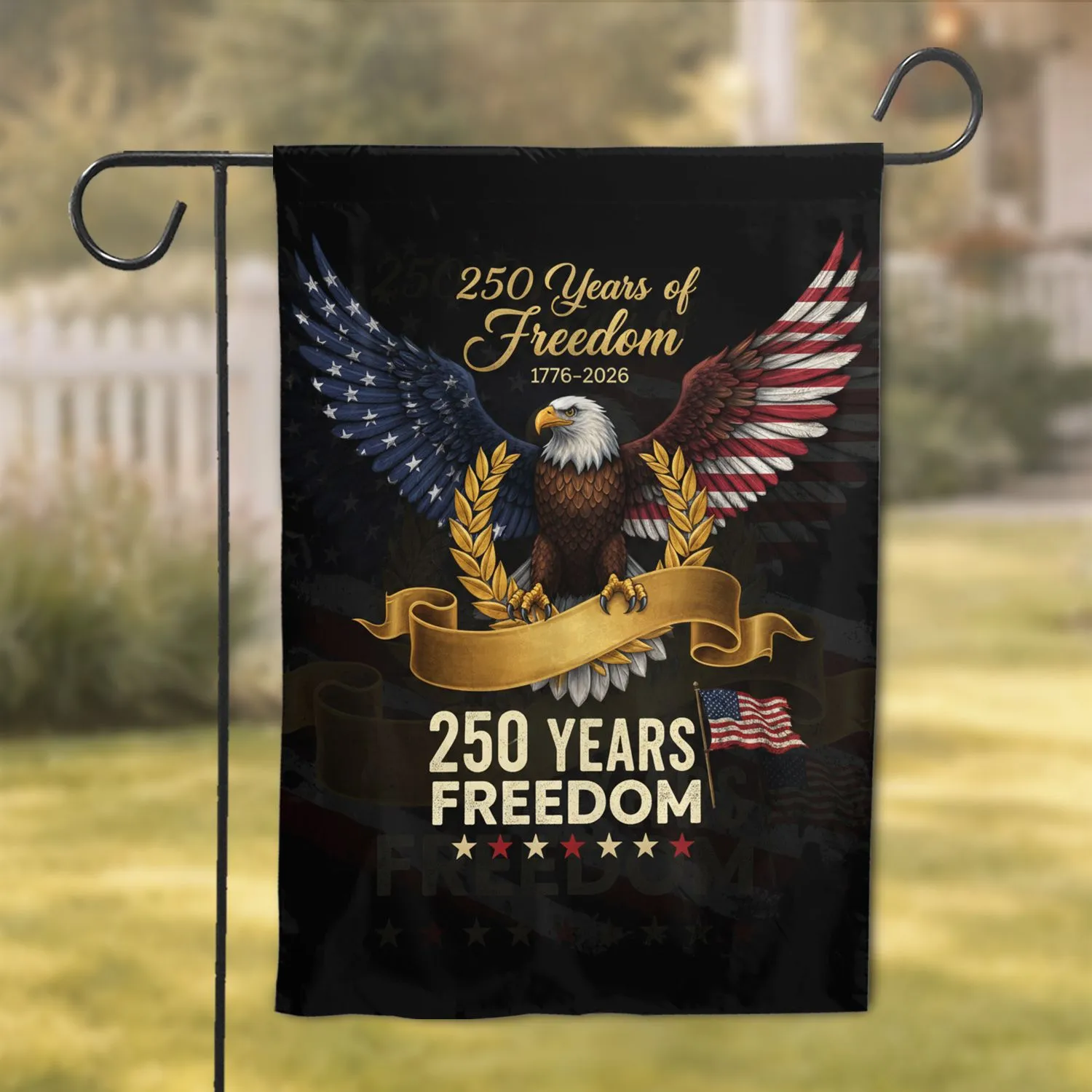 Bald Eagle American Flag 250 Years Freedom - USA 250th Anniversary Gift Garden Flag - 1
