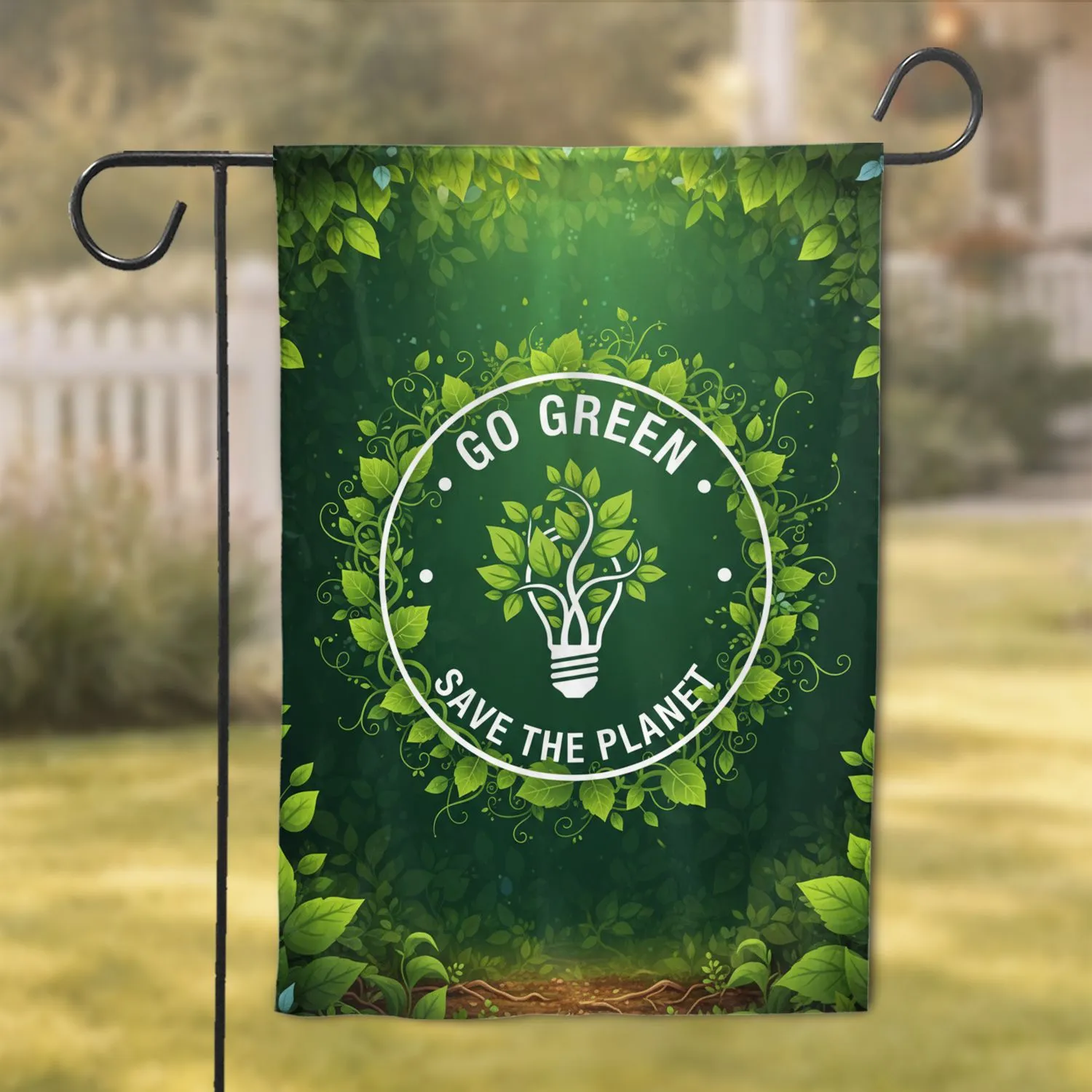 Go Green Save The Planet Lightbulb Eco-Friendly Home Decor Gift for Environmentalist Garden Flag - 1
