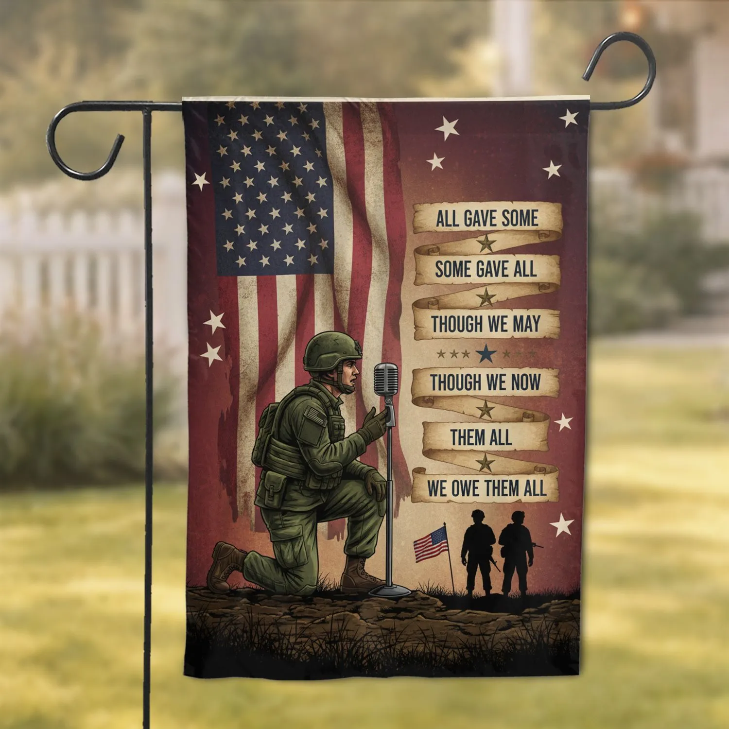 Soldier Scroll Banners American Flag - Memorial Day Commemorative Gift Garden Flag - 1