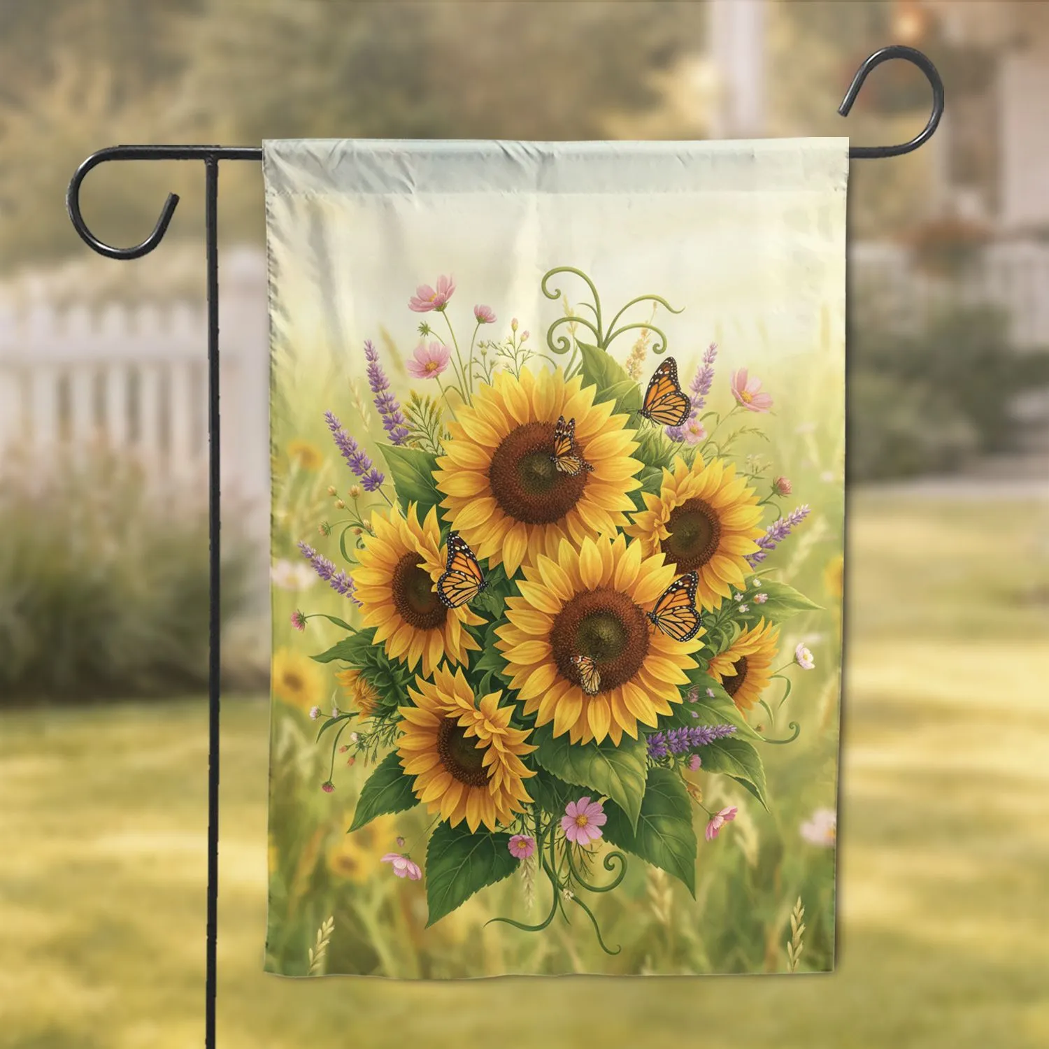 Golden Sunflowers Monarch Butterflies Wildflower Meadow - Home Decor Gift for Nature Lovers Garden Flag - 1