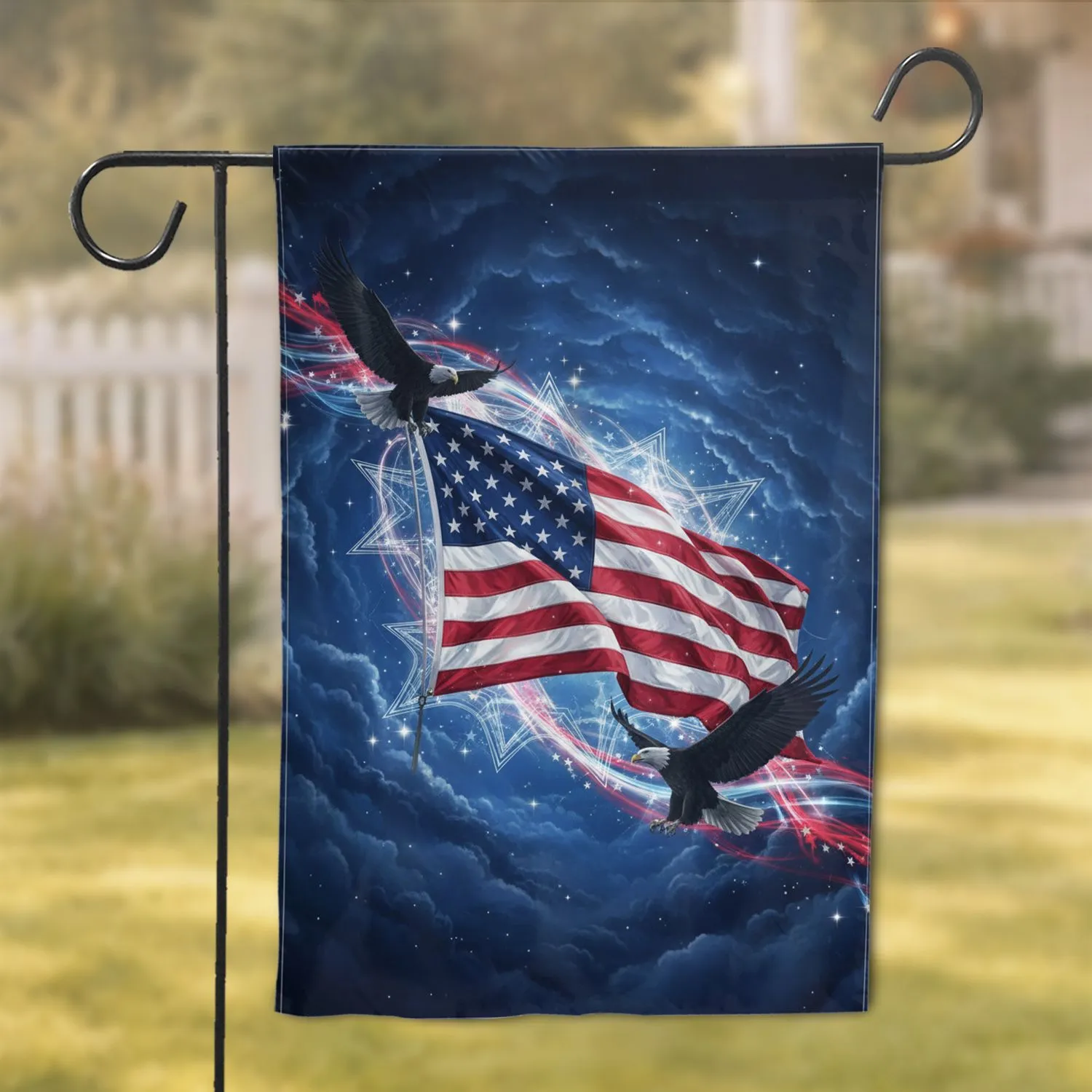 Soaring Majestic Bald Eagle American Flag Independence Day Decor for Proud Americans Garden Flag - 1