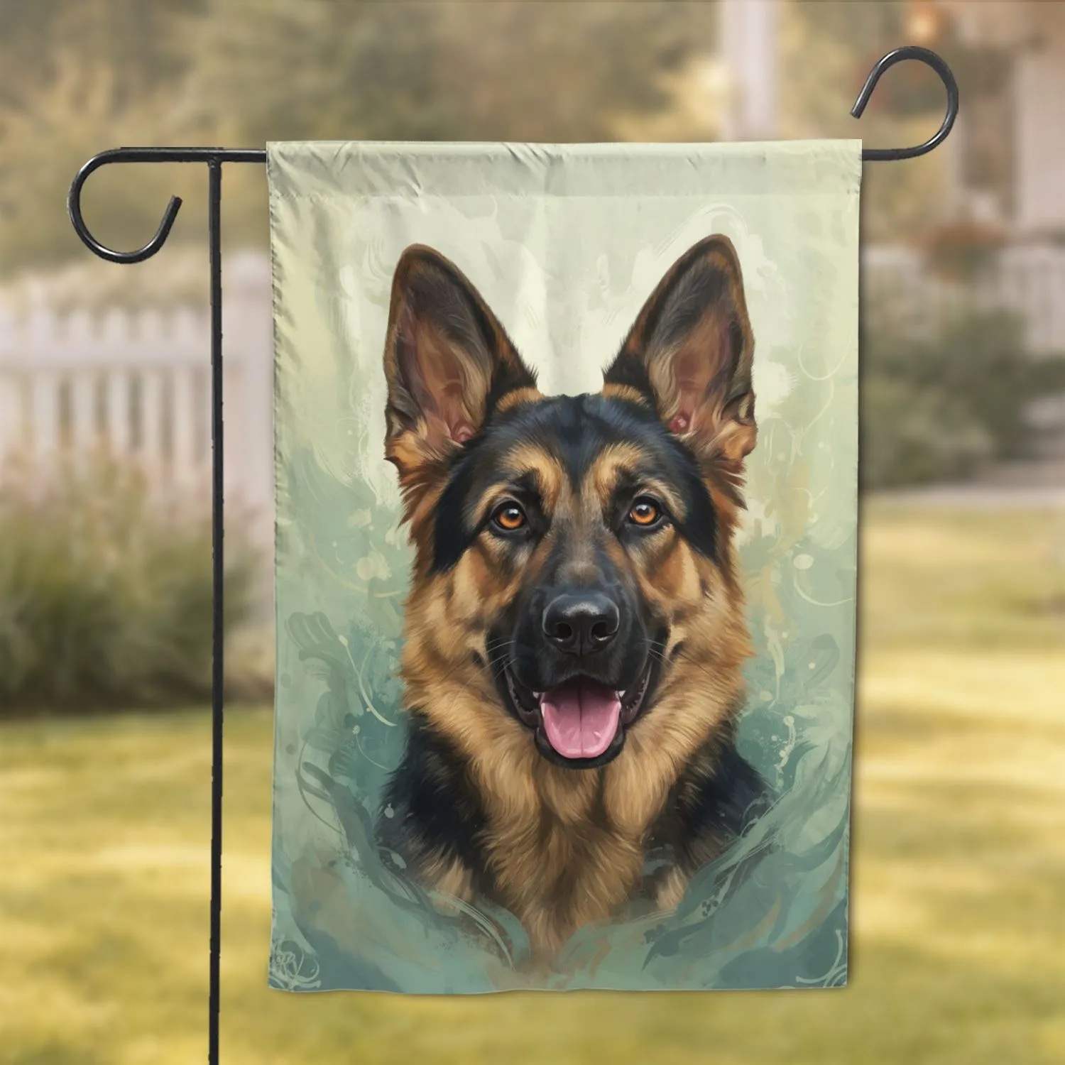 Focused Majestic German Shepherd Dog Portrait - Home Decor Gift for Dog Owners Garden Flag - 1