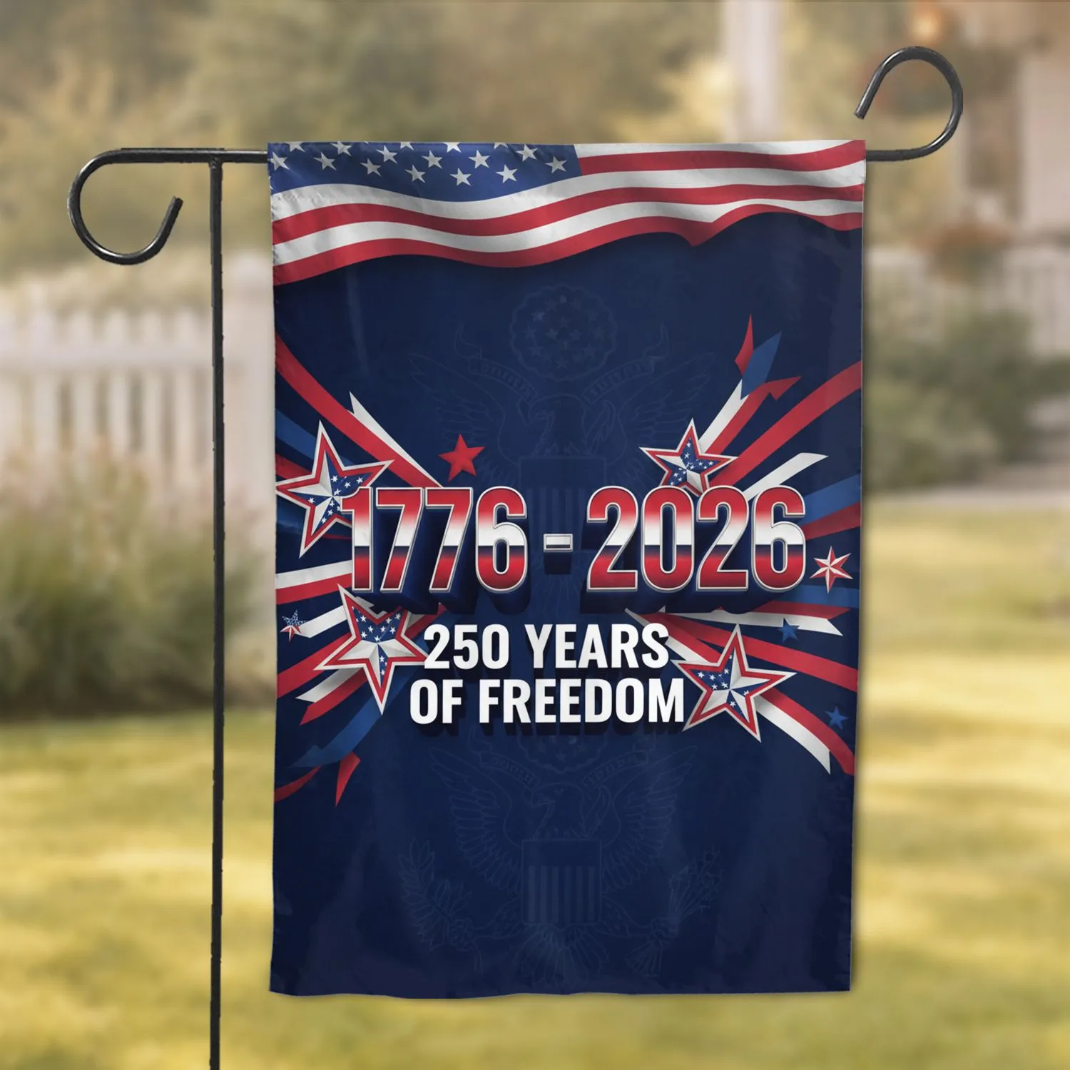 1776-2026 250 Years of Freedom Stars & Eagle - USA 250th Anniversary Garden Flag - 1