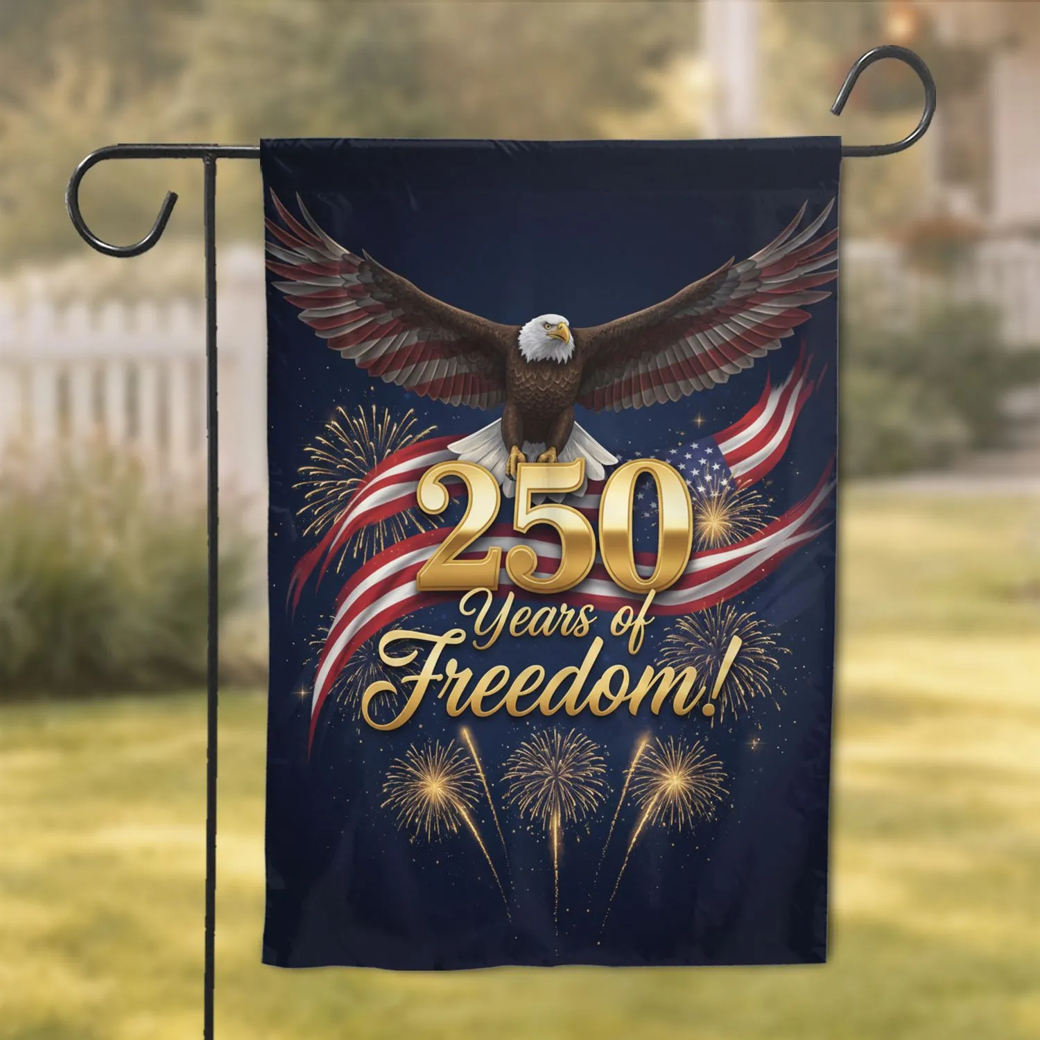 Bald Eagle 250 Years of Freedom American Flag Independence Day Celebration Garden Flag - 1