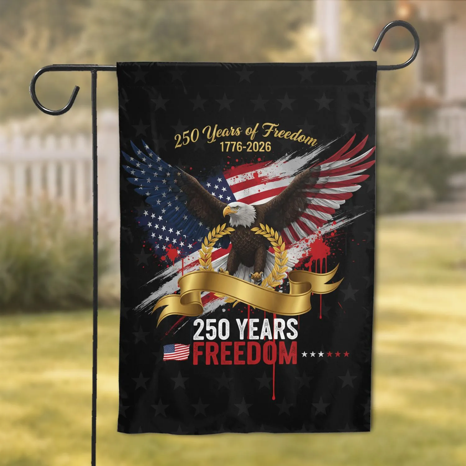 Bald Eagle American Flag 250 Years Freedom - USA 250th Anniversary for Veterans Garden Flag - 1