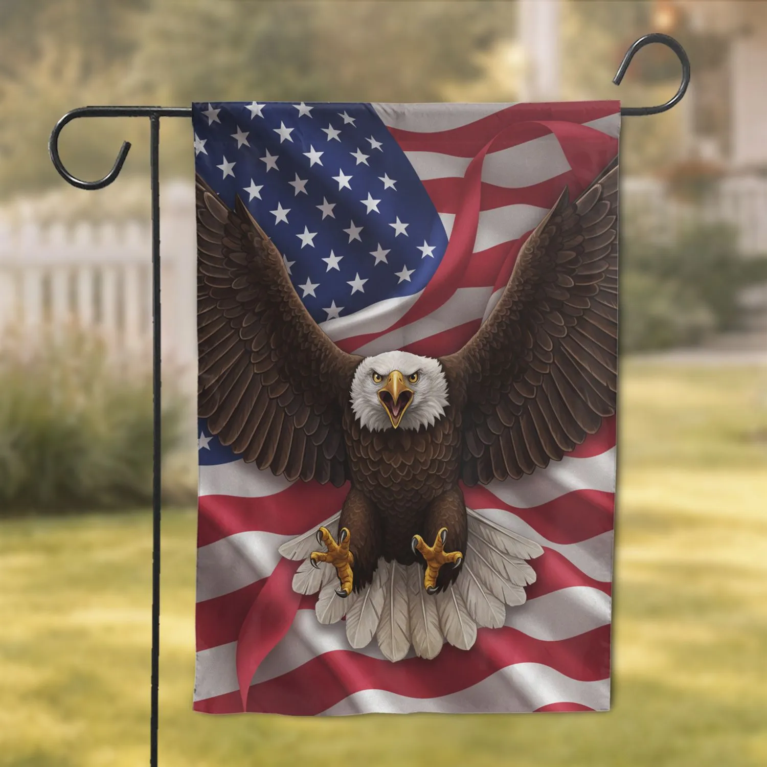 Bald Eagle American Flag Independence Day - Patriotic Home Decor Gift Garden Flag - 1
