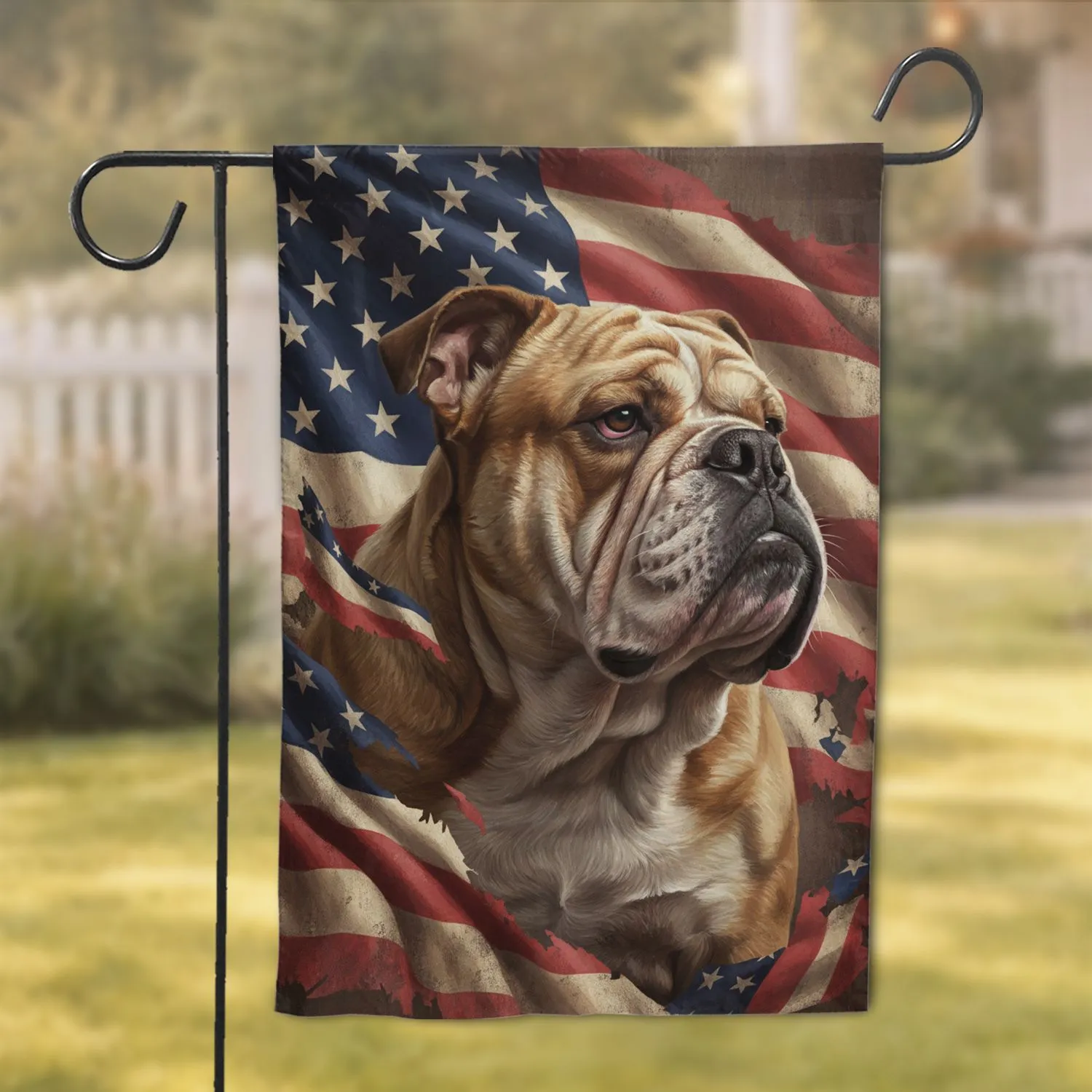 Bulldog American Flag Independence Day - Patriotic Dog Lover Home Decor Gift Garden Flag - 1