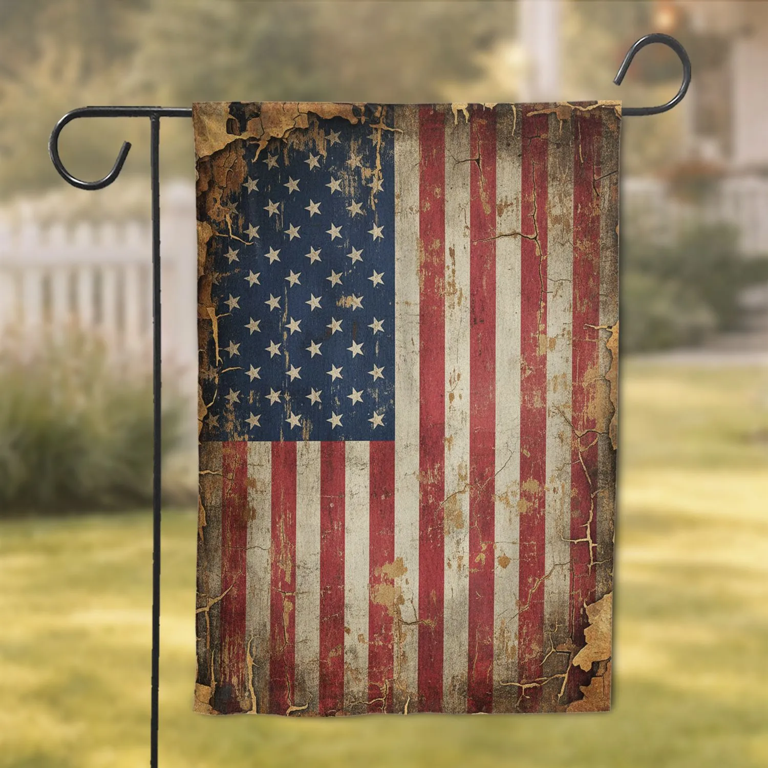 Vintage Distressed American Flag - Patriotic Home Decor Gift for Veterans Garden Flag - 1