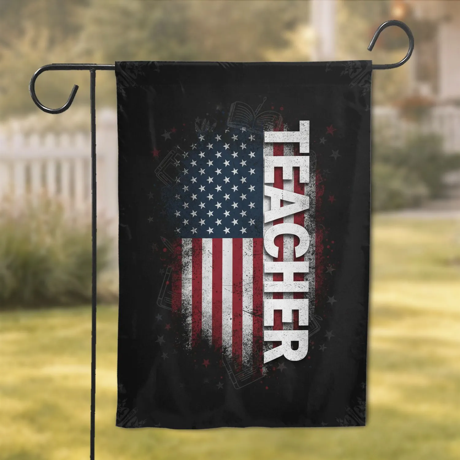 Distressed American Teacher Flag - Teacher Appreciation Day Gift Garden Flag - 1