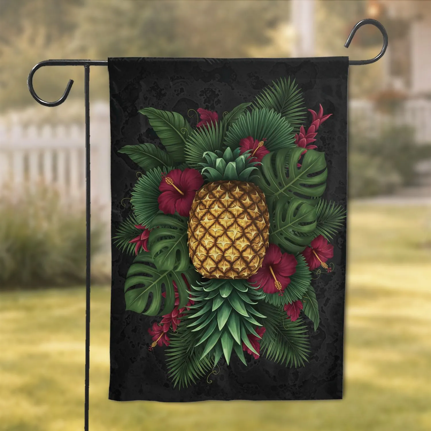 Upside Down Pineapple Palm Fronds Monstera Hibiscus Tropical Home Decor Gift Garden Flag - 1