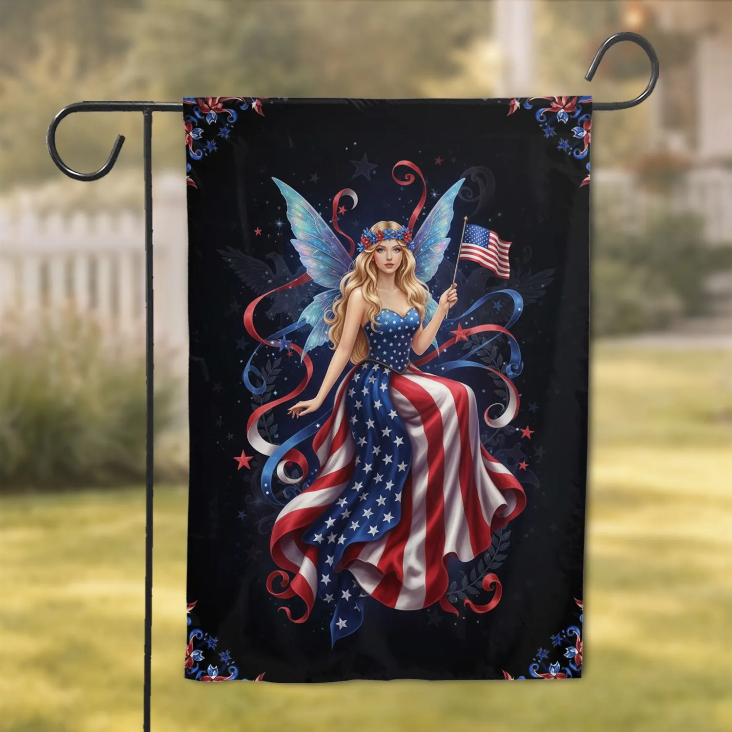 Patriotic Fairy Woman American Flag Independence Day Home Decor Gift Garden Flag - 1