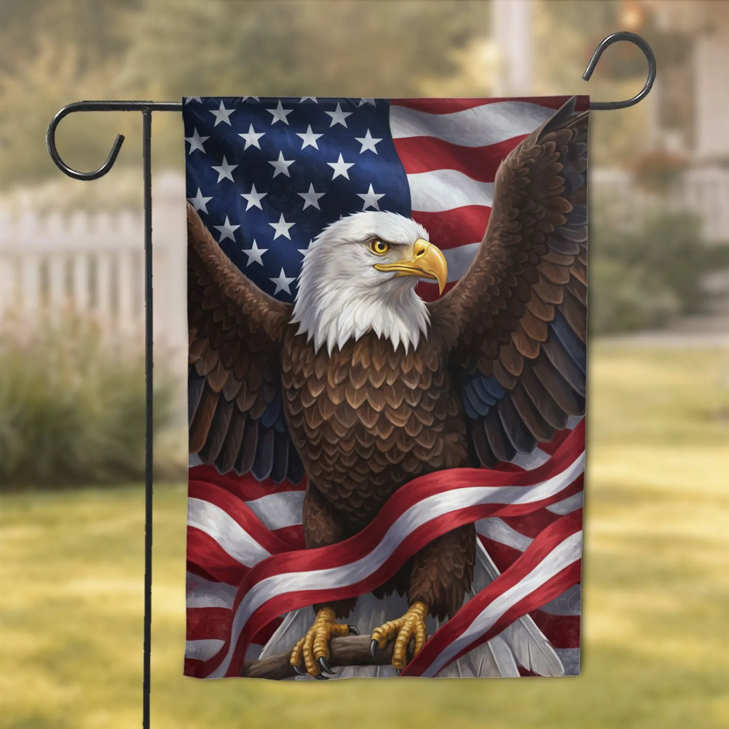 Bald Eagle American Flag - Independence Day Home Decor Gift for Veterans Garden Flag - 1