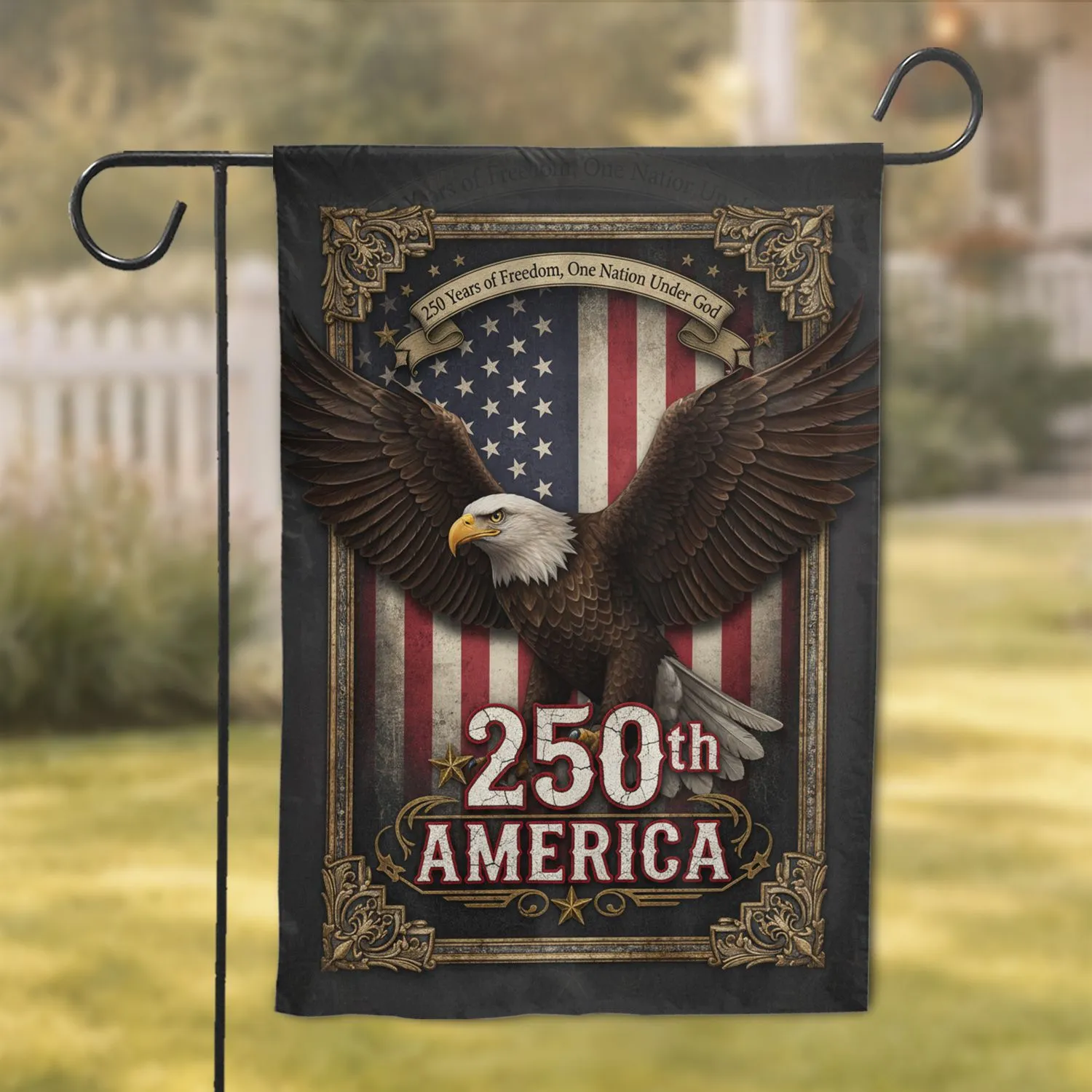Bald Eagle American Flag 250th Anniversary - 250 Years of Freedom Independence Day Garden Flag - 1