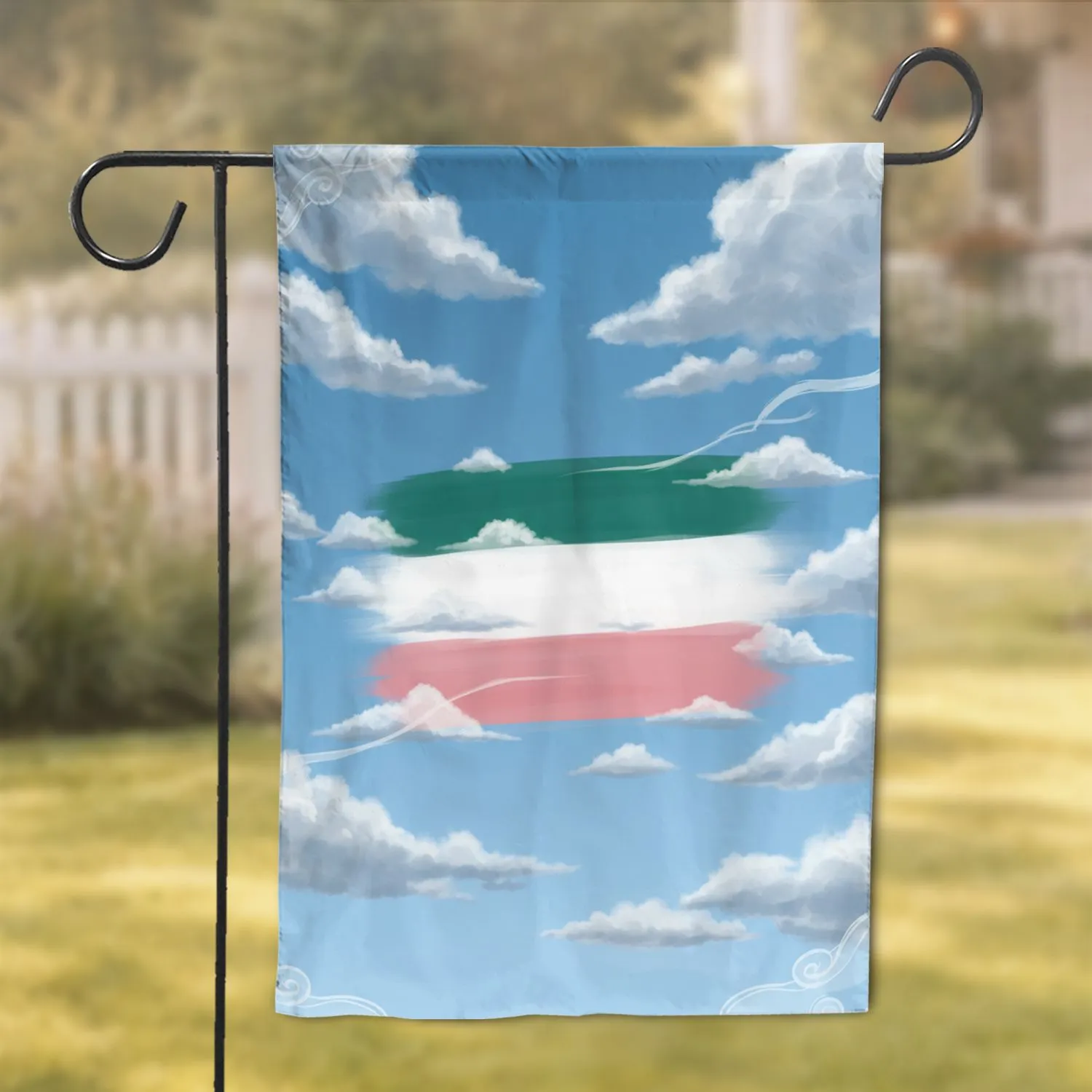 Gracefully Flowing Horizontal Color Fields Cumulus Clouds Blue Sky Home Decor Gift Garden Flag - 1