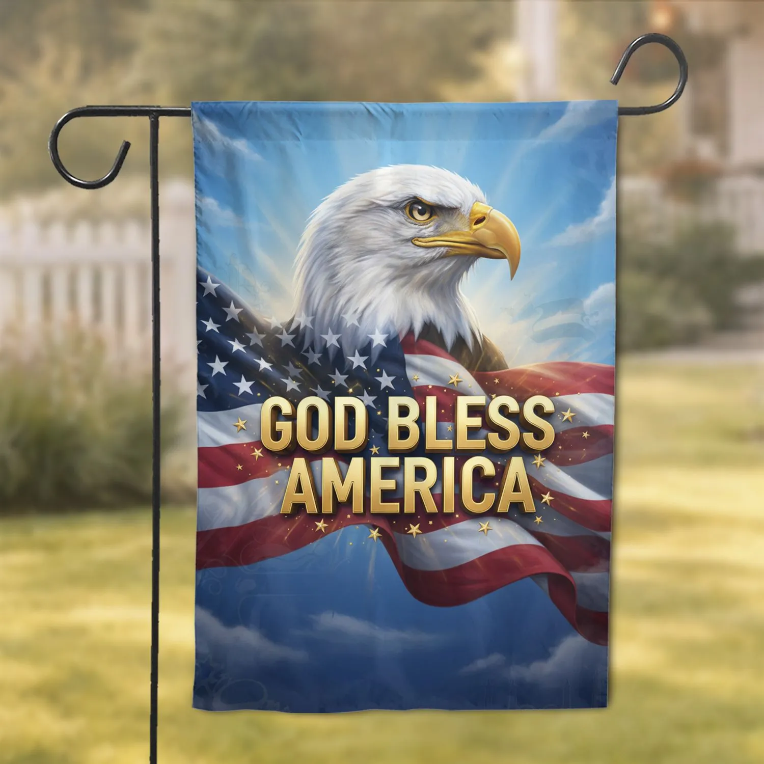 Bald Eagle American Flag GOD BLESS AMERICA - Patriotic Home Decor Gift for Veterans Garden Flag - 1
