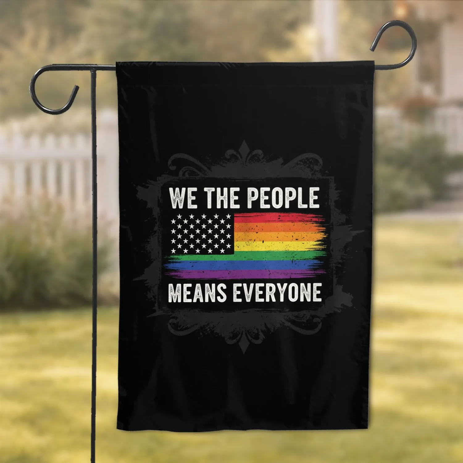We The People Means Everyone Rainbow American Flag Unity Message Display Garden Flag - 1